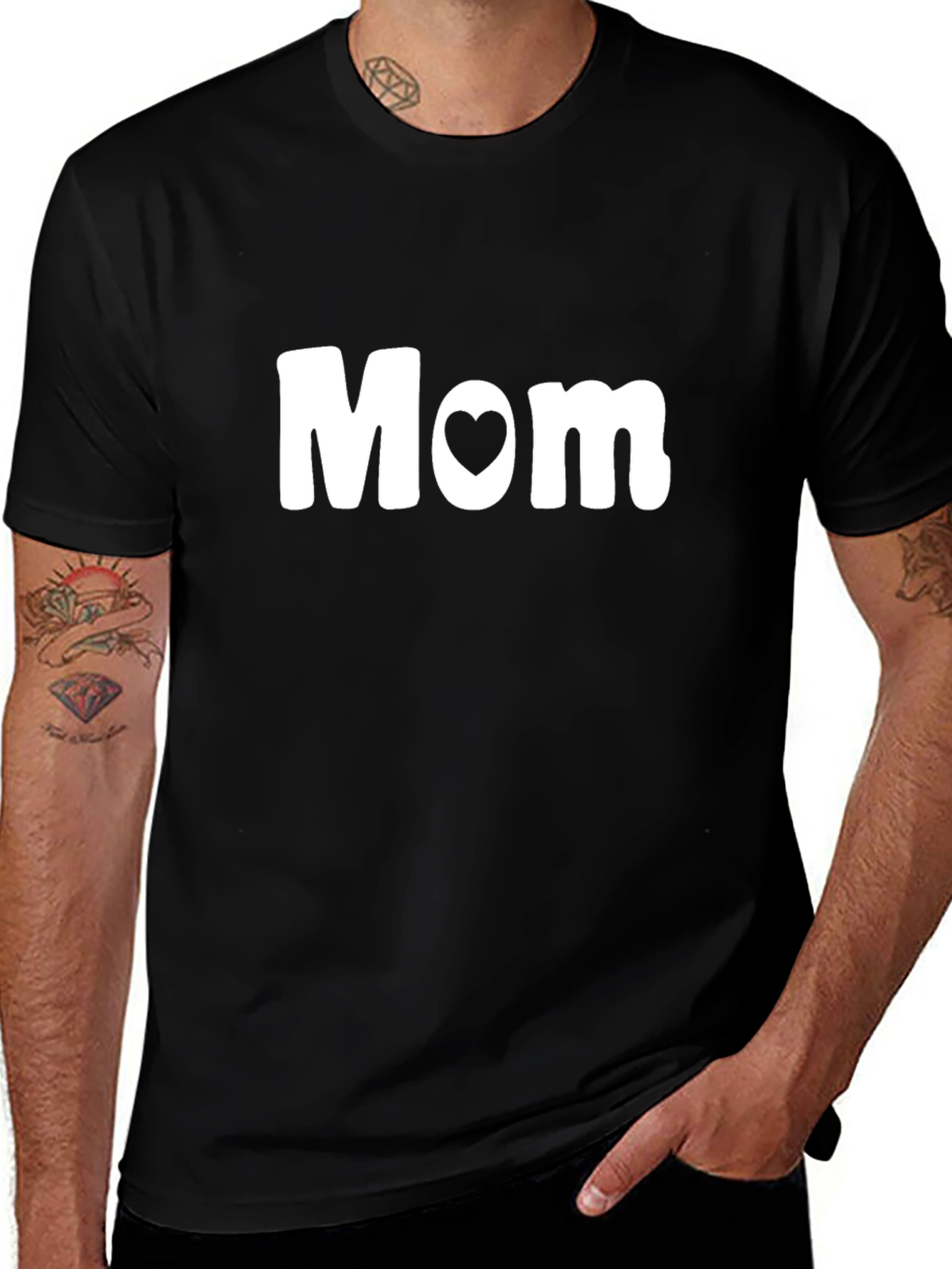 Mom Heart Graphic T-Shirt - Black Casual Tee