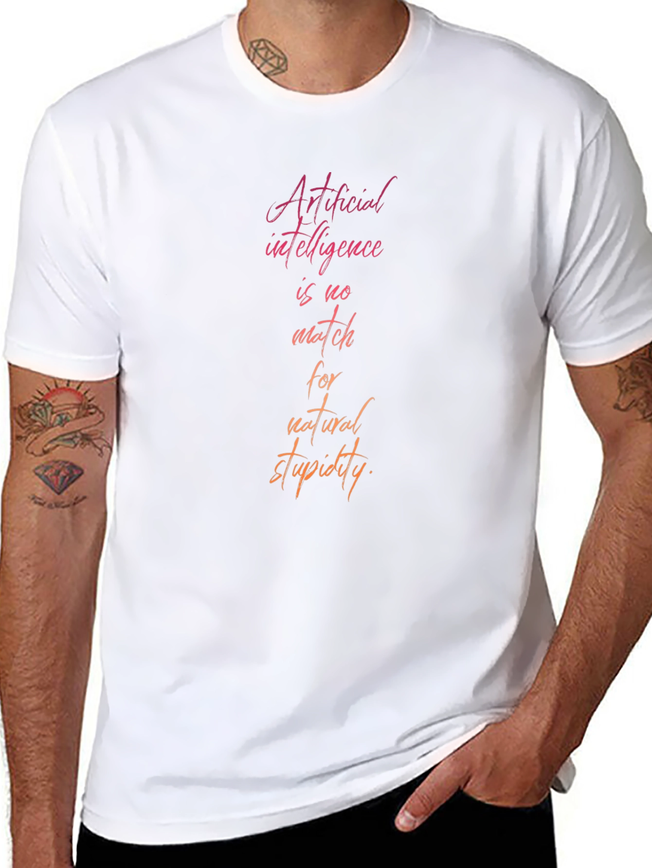 AI vs. Stupidity Graphic Tee - Black Cotton