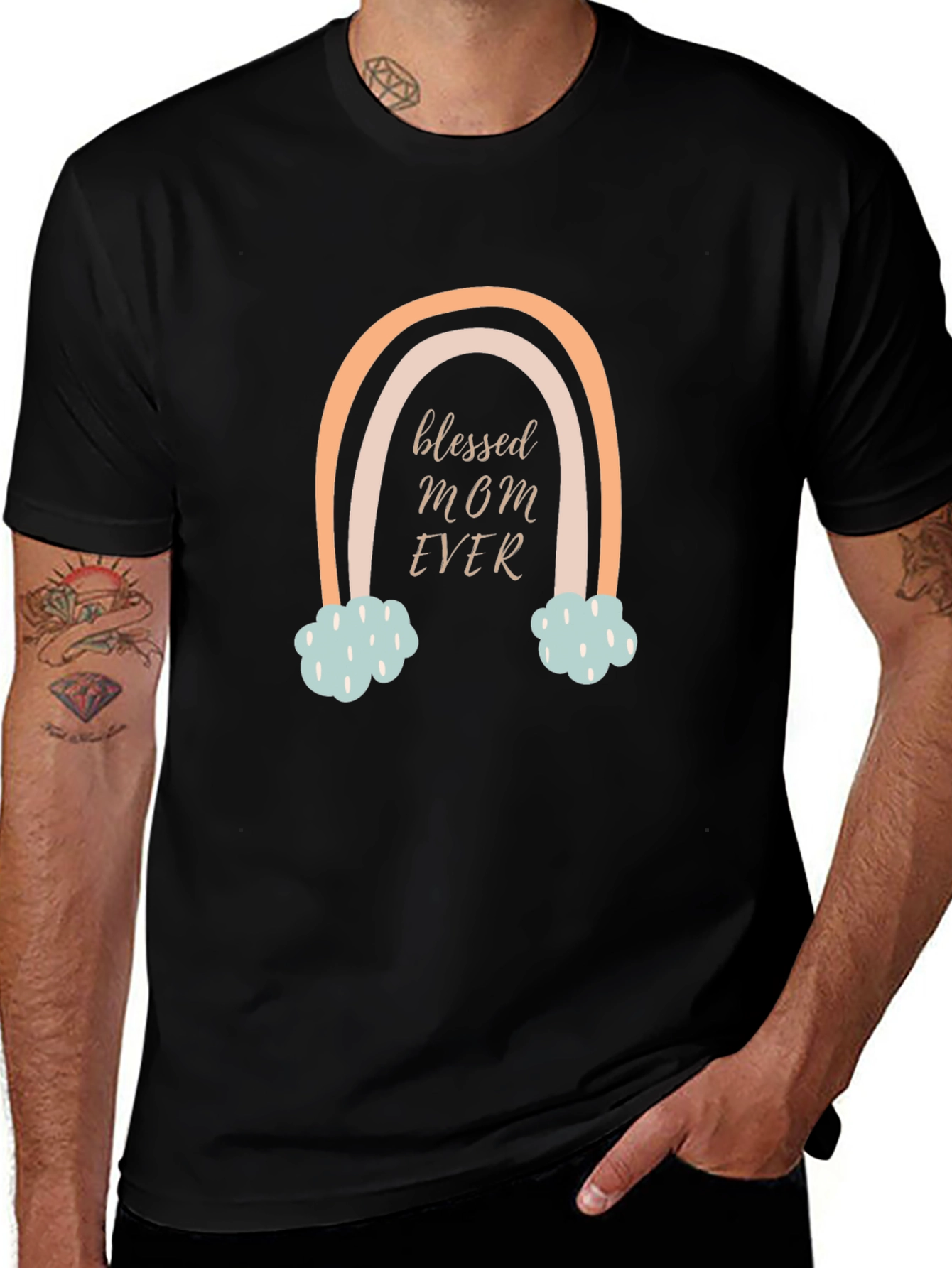 Blessed Mom Ever Rainbow Graphic Tee
