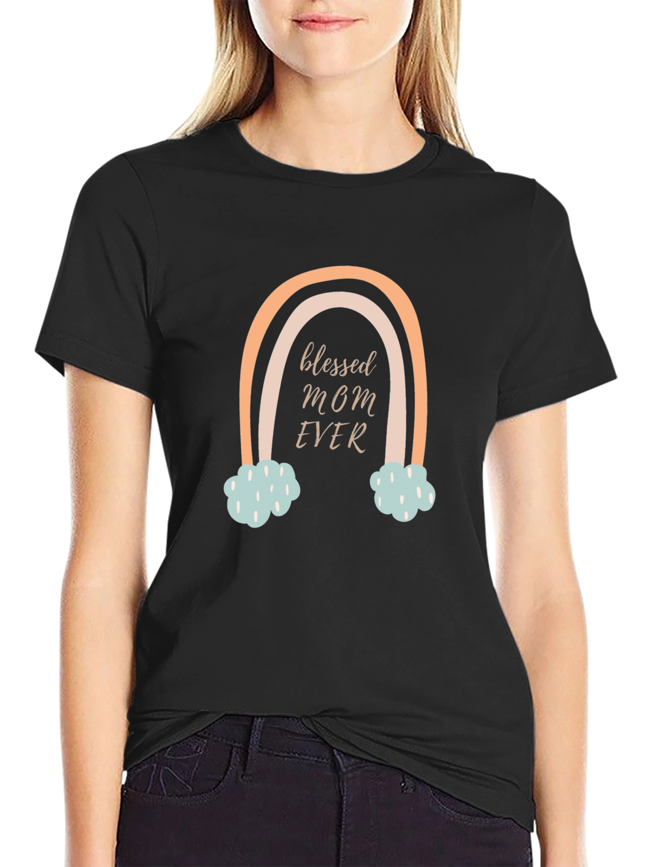 Blessed Mom Ever Rainbow Graphic Tee