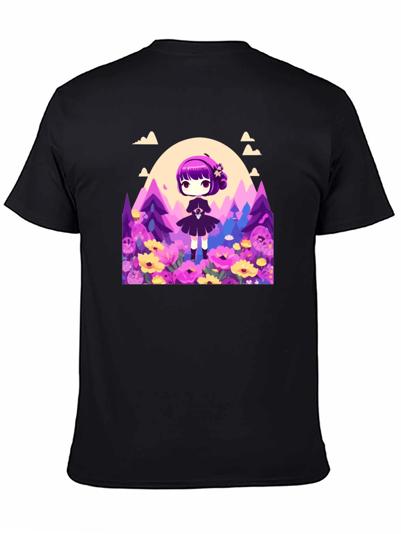 Anime Girl Floral Field T-Shirt