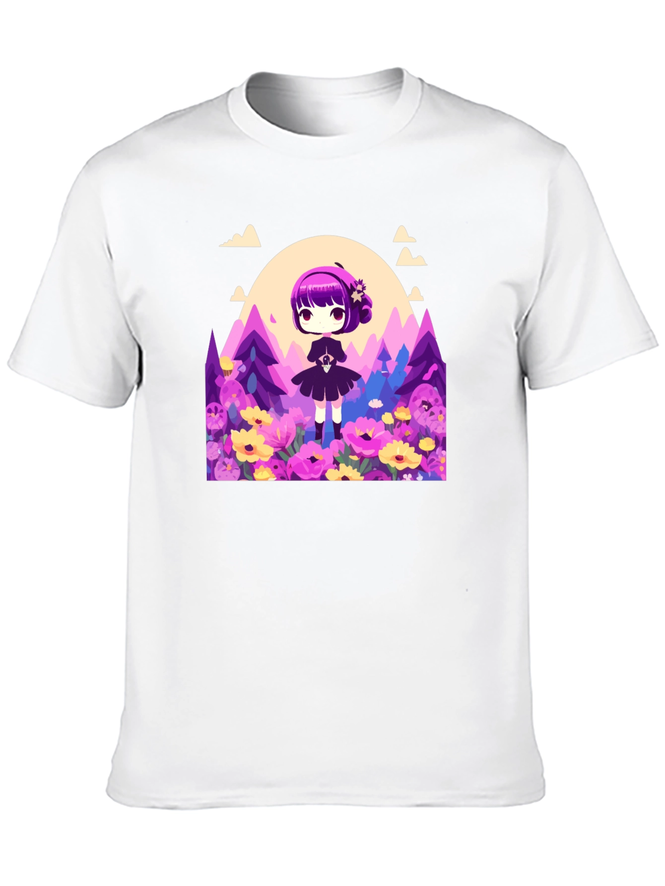 Anime Girl Floral Field T-Shirt