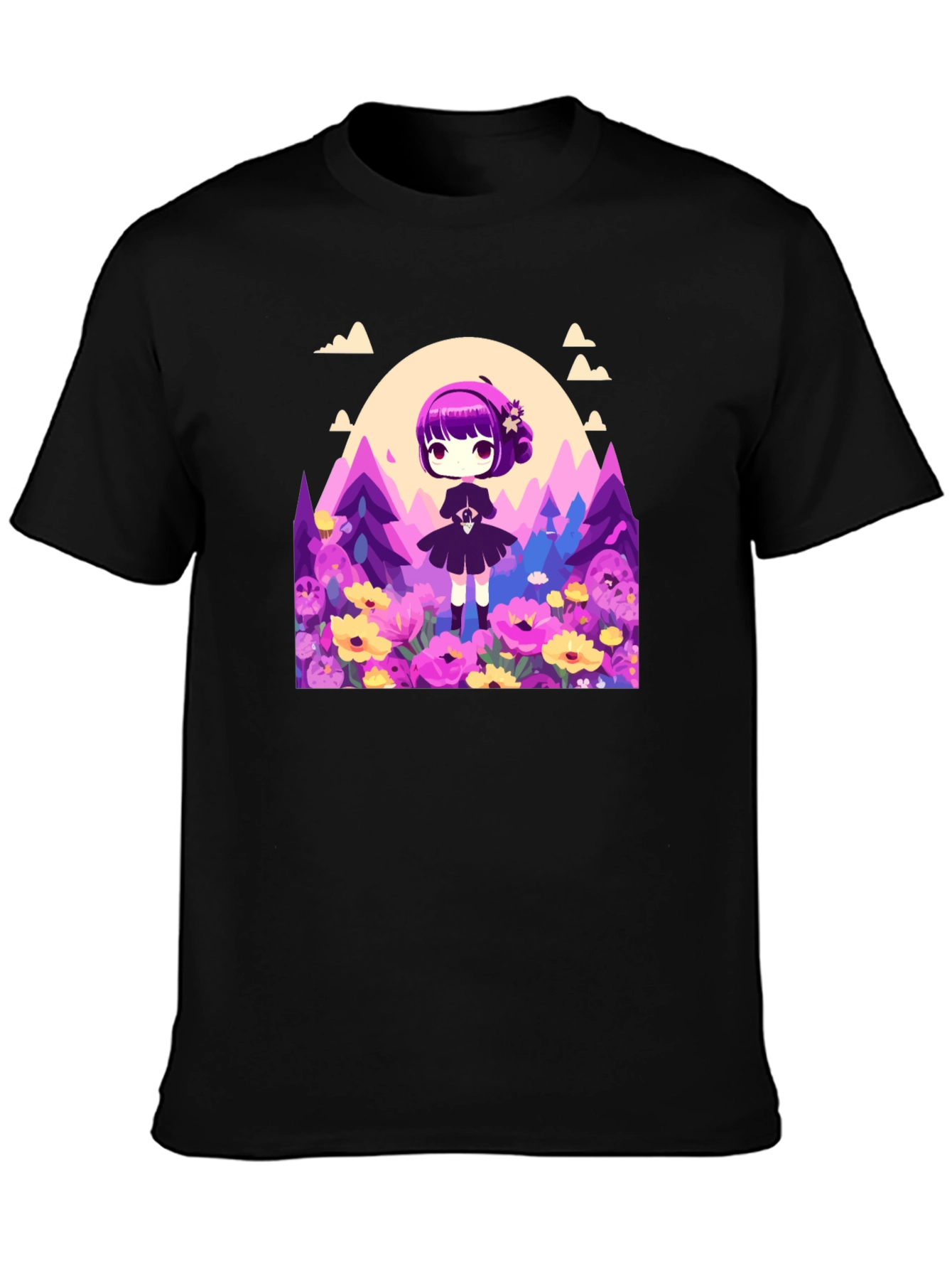 Anime Girl Floral Field T-Shirt