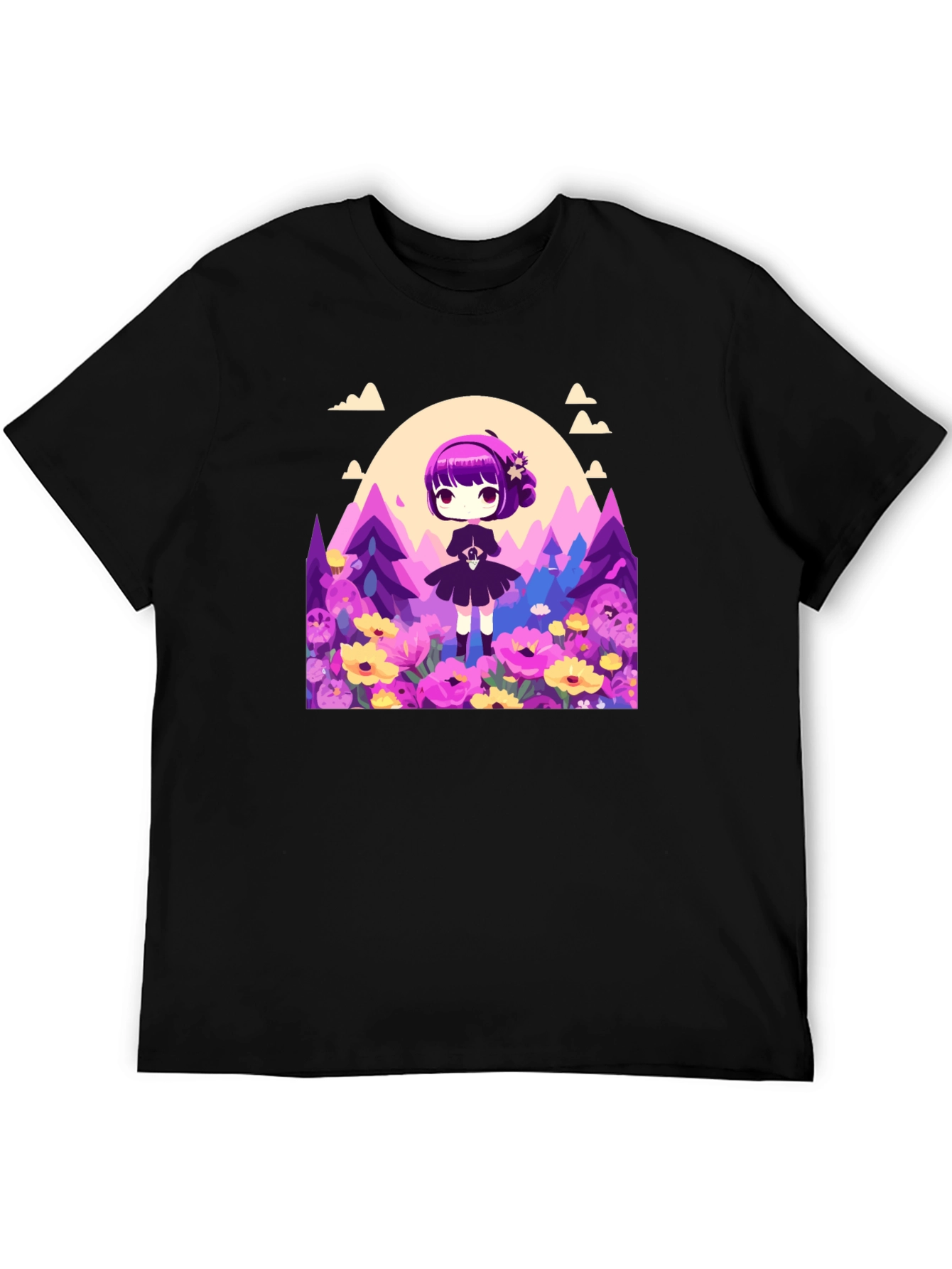 Anime Girl Floral Field T-Shirt