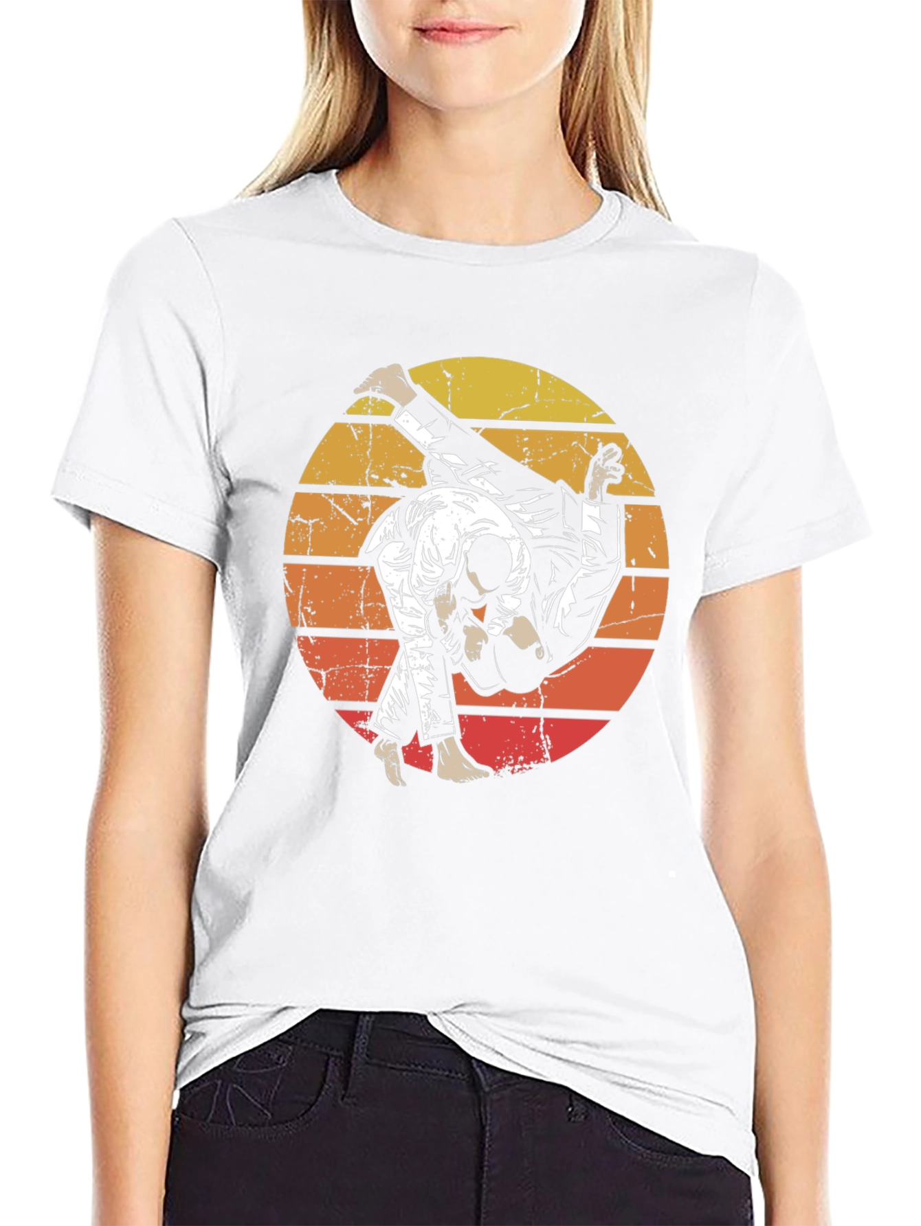 Judo Sunset Graphic Black T-Shirt
