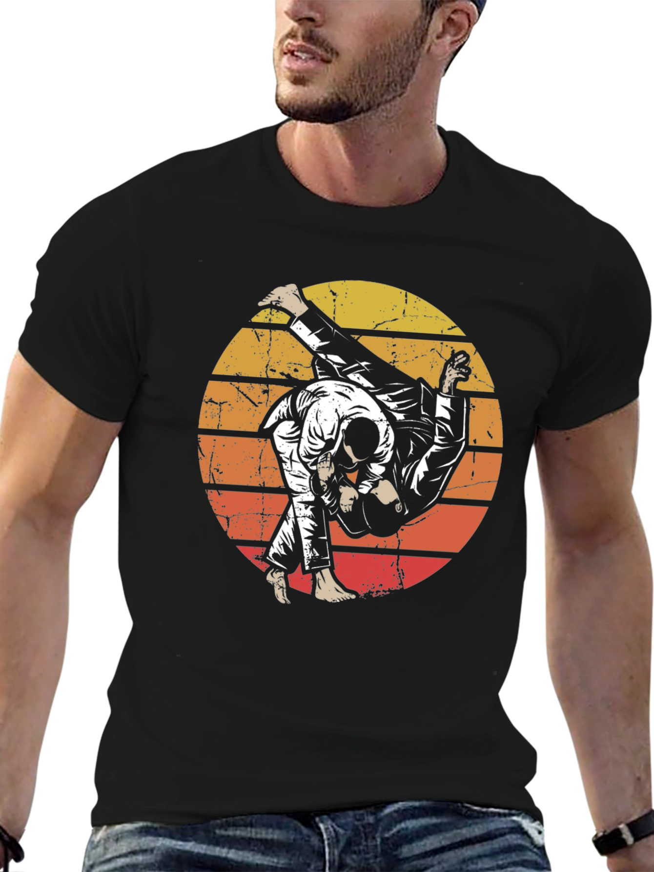 Judo Sunset Graphic Black T-Shirt