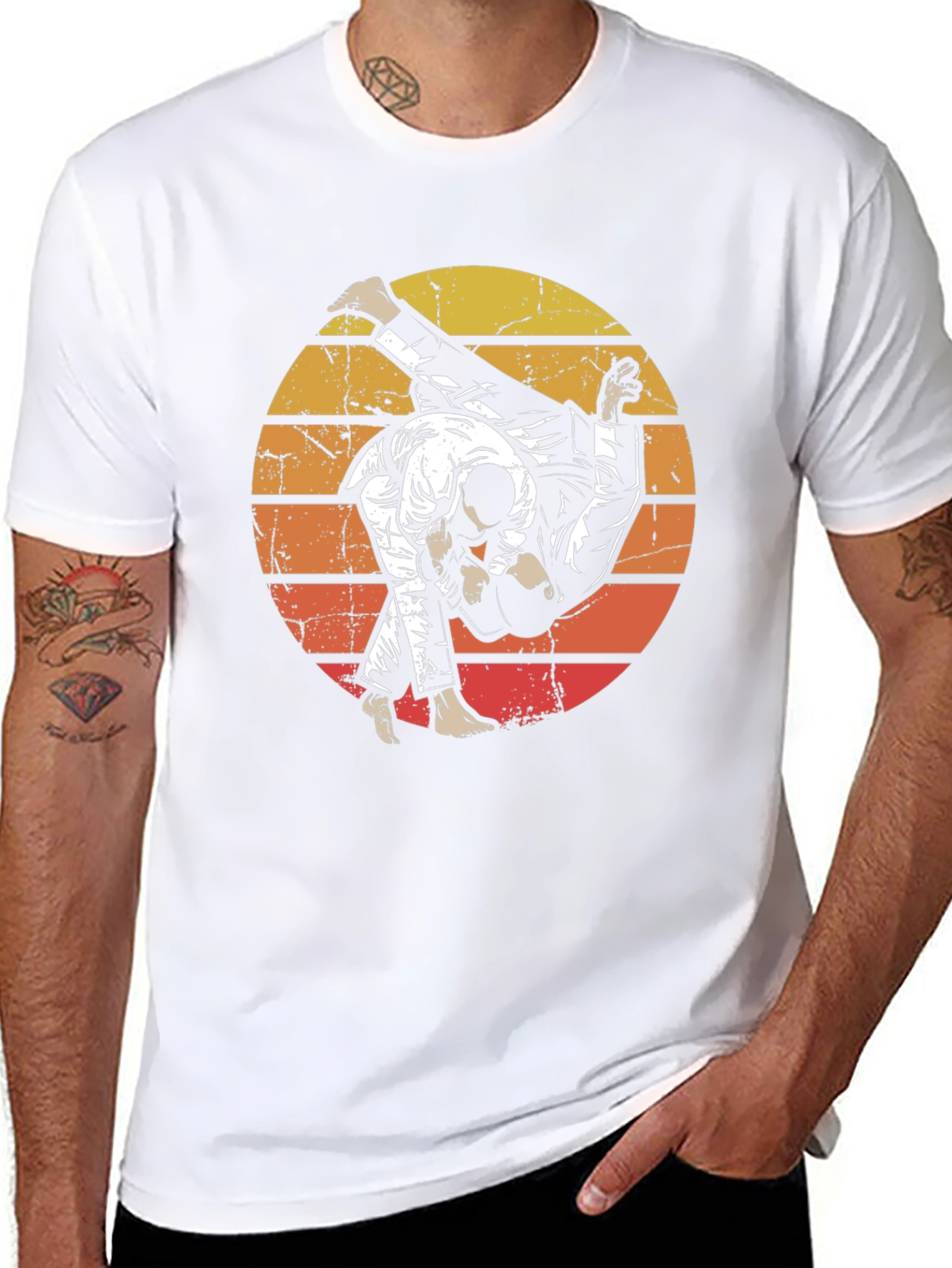 Judo Sunset Graphic Black T-Shirt