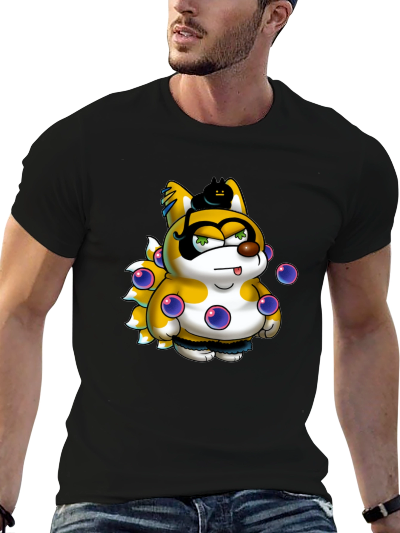 Cartoon Character Graphic Print Black T-Shirt