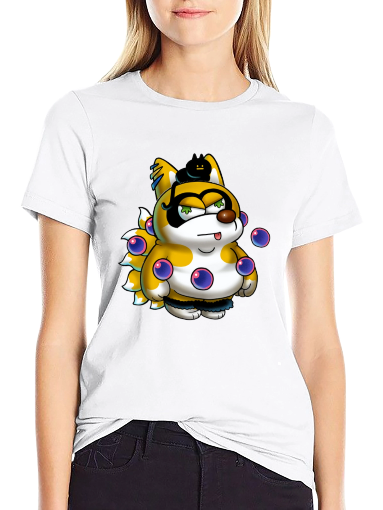 Cartoon Character Graphic Print Black T-Shirt