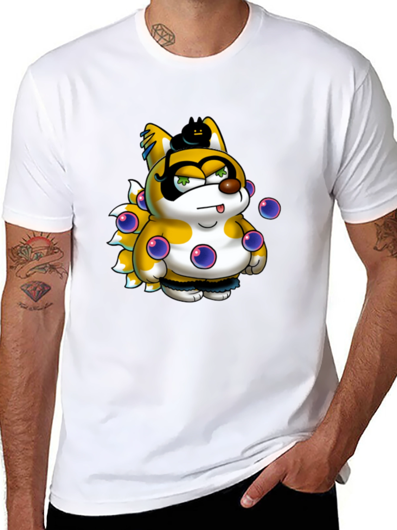 Cartoon Character Graphic Print Black T-Shirt