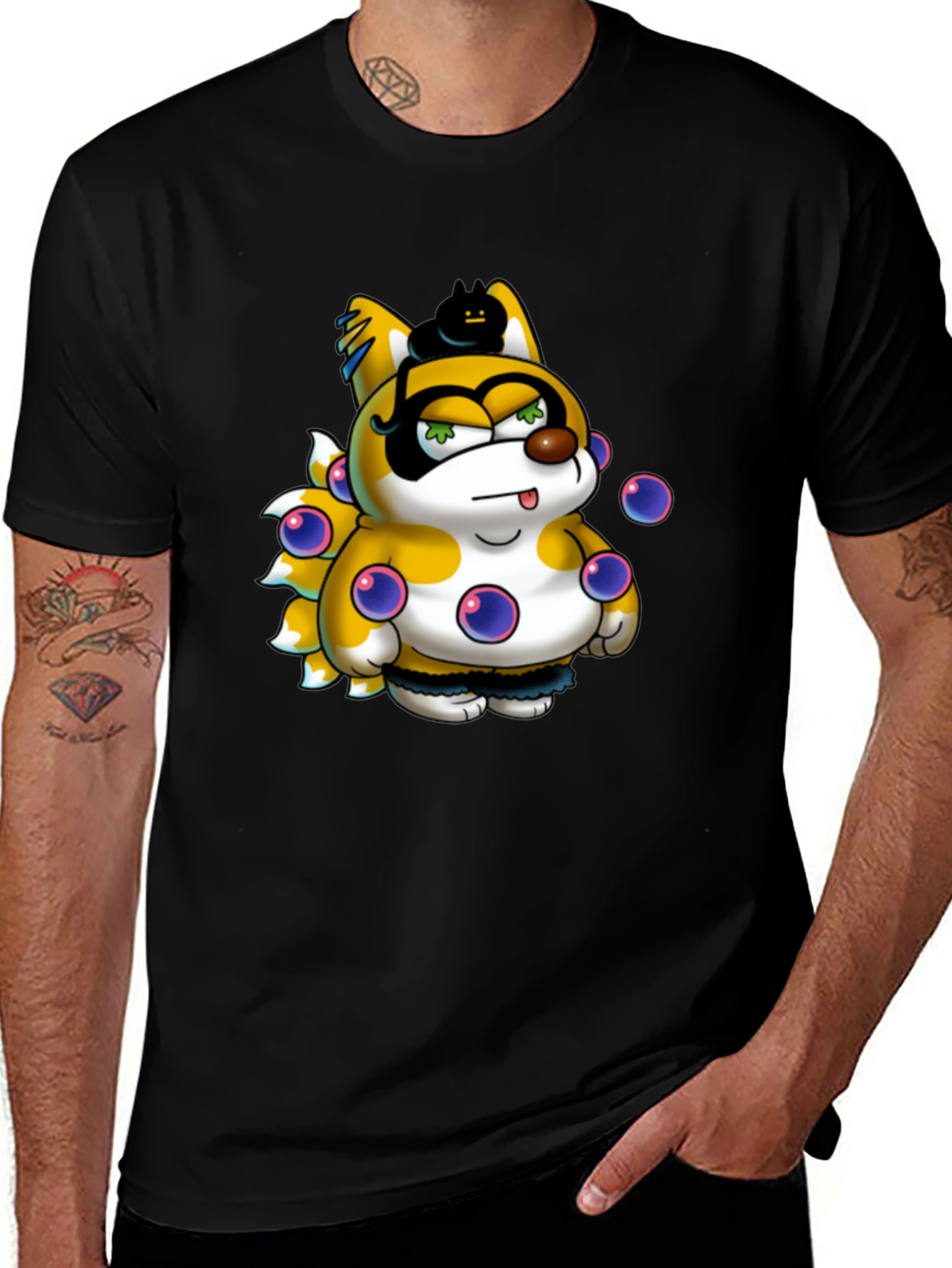 Cartoon Character Graphic Print Black T-Shirt