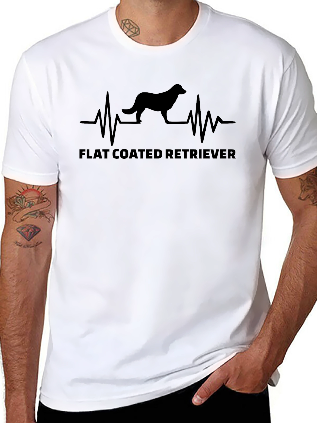 Flat Coated Retriever Heartbeat Graphic Tee