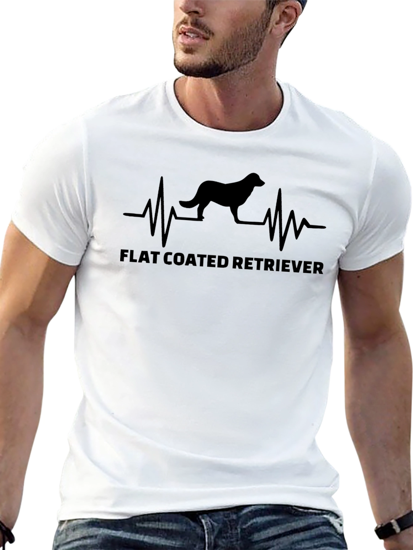 Flat Coated Retriever Heartbeat Graphic Tee