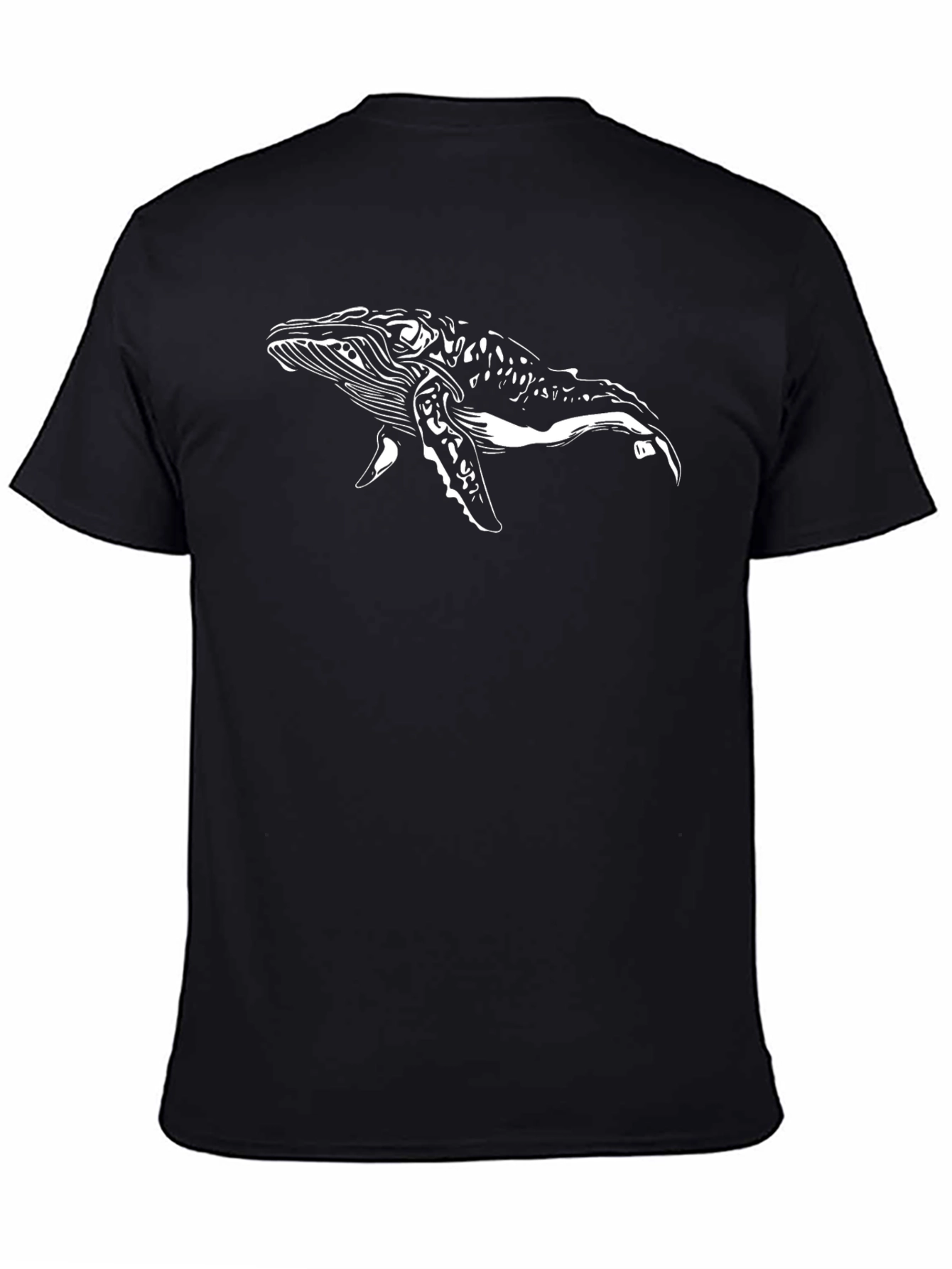 Whale Graphic Tee - Black Cotton T-Shirt