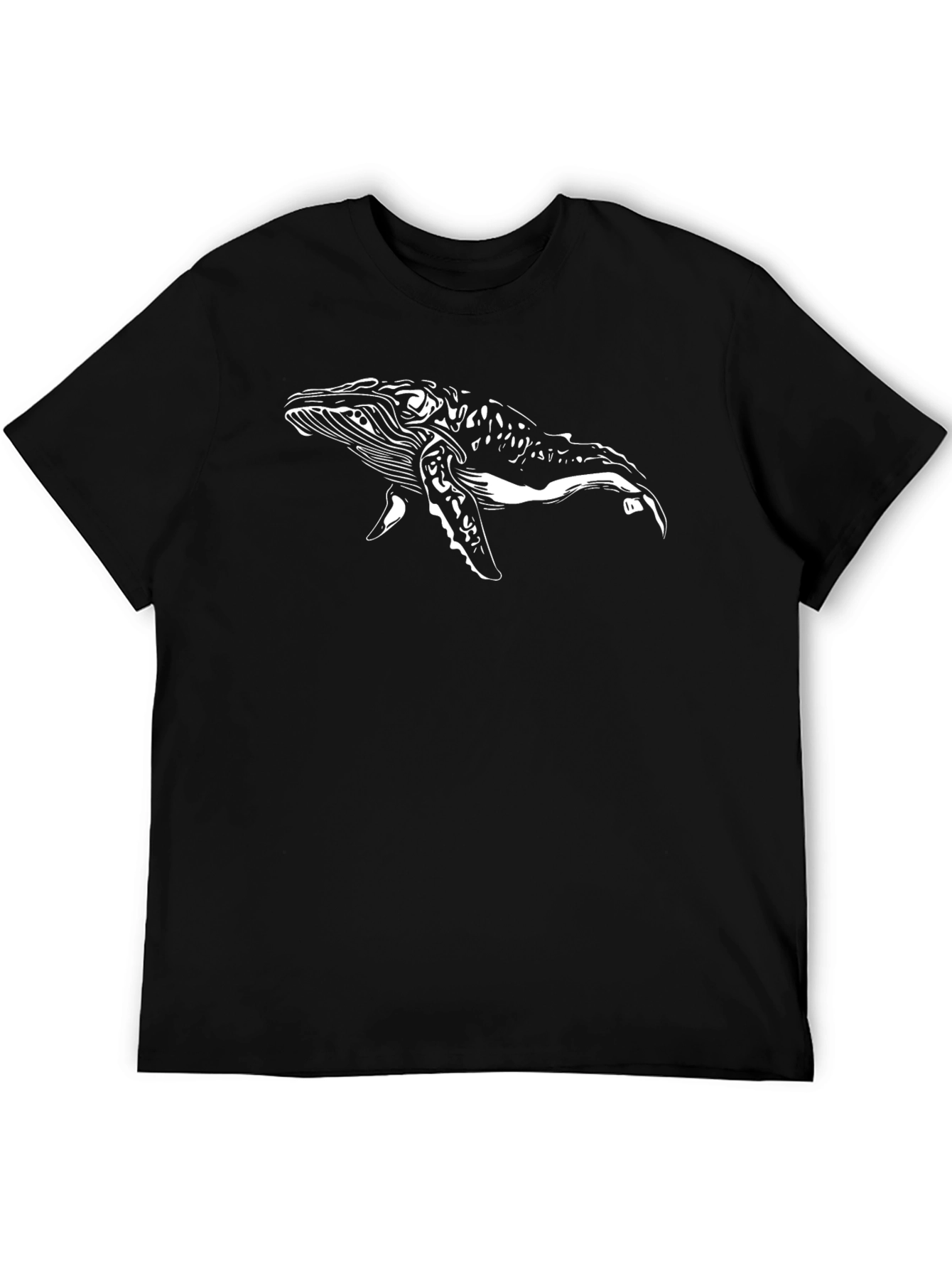Whale Graphic Tee - Black Cotton T-Shirt