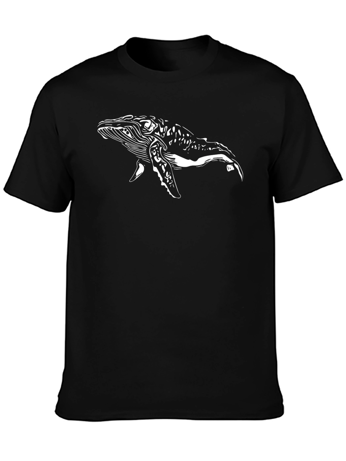 Whale Graphic Tee - Black Cotton T-Shirt