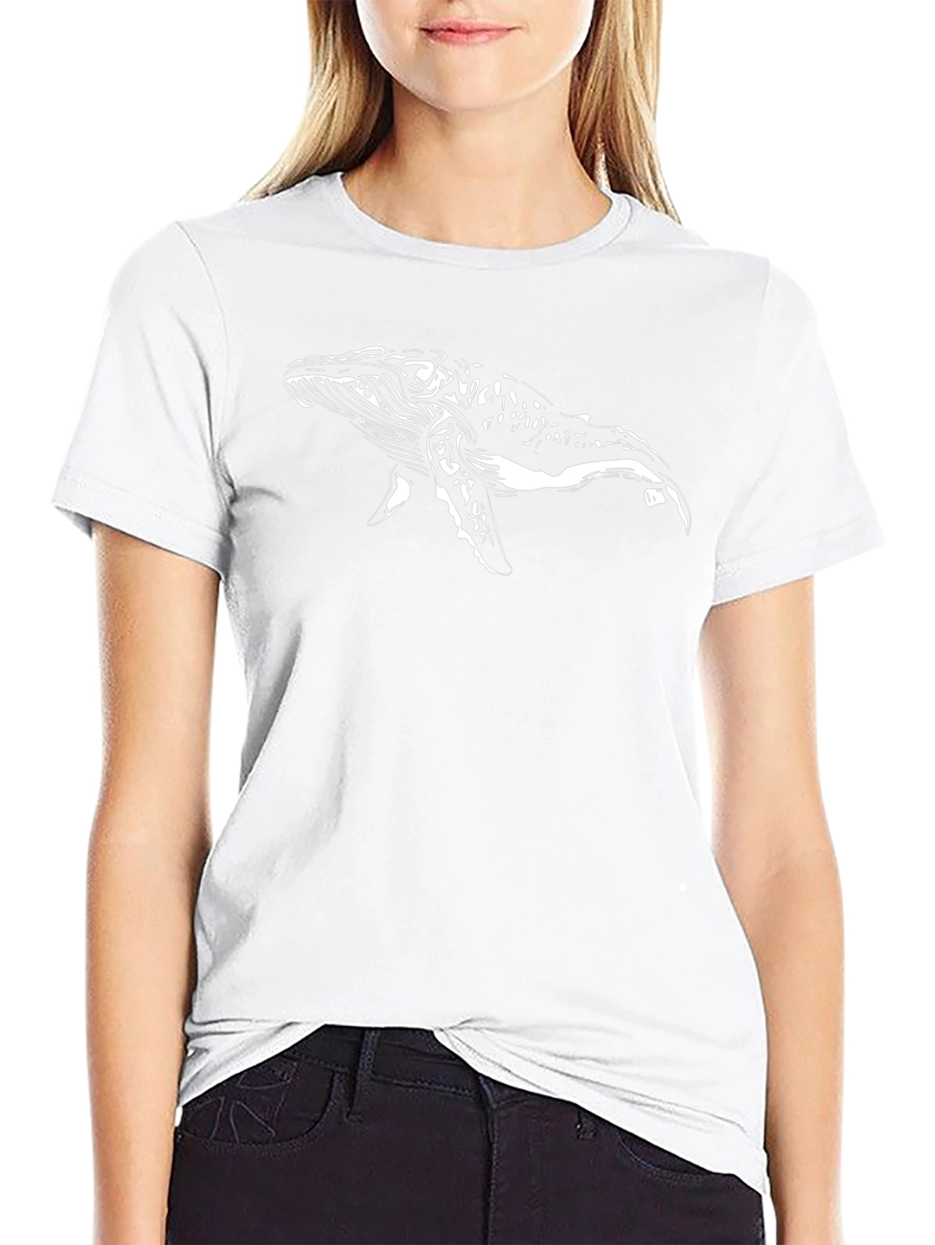 Whale Graphic Tee - Black Cotton T-Shirt