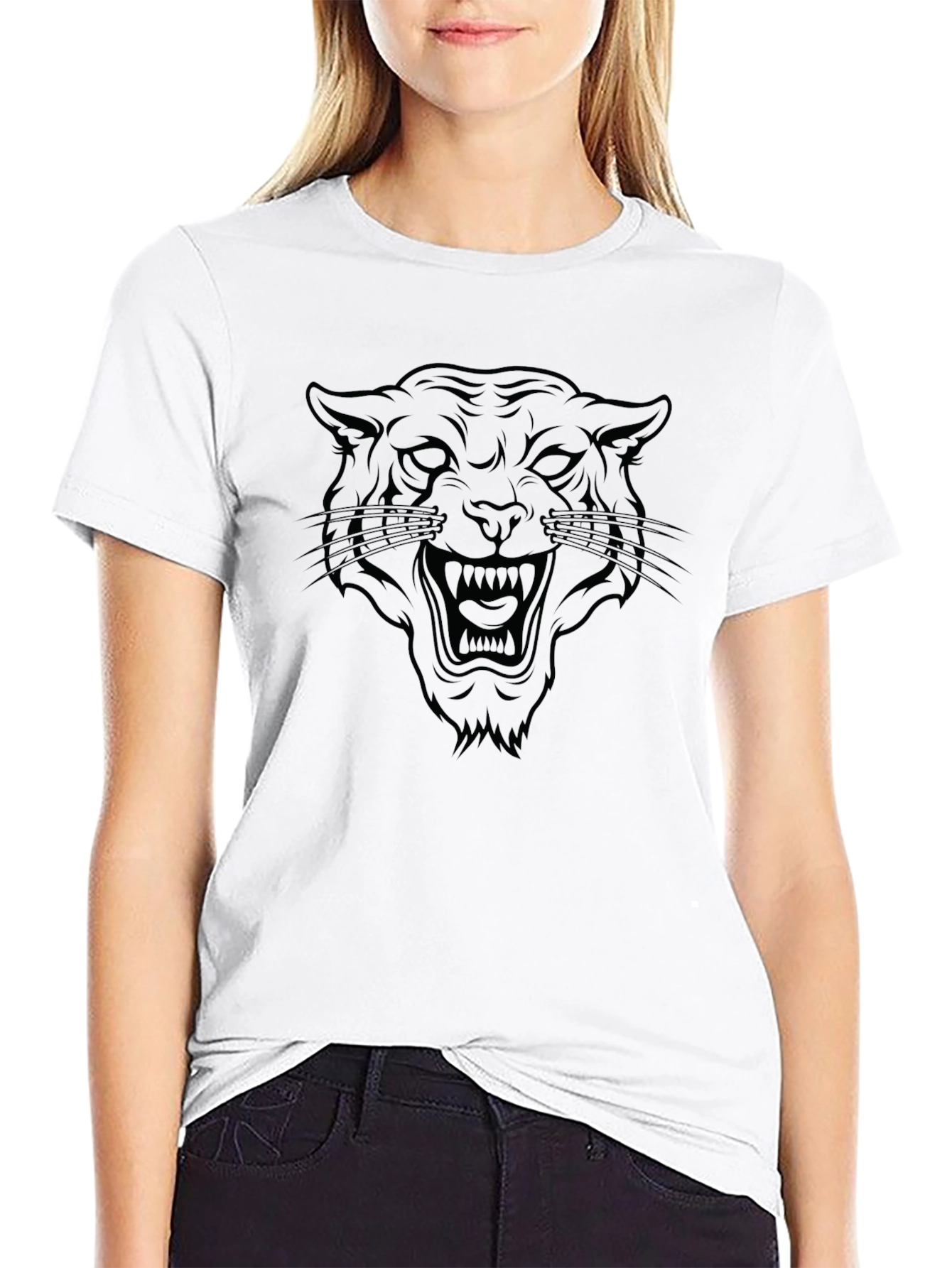 Black T-Shirt with Panther Graphic