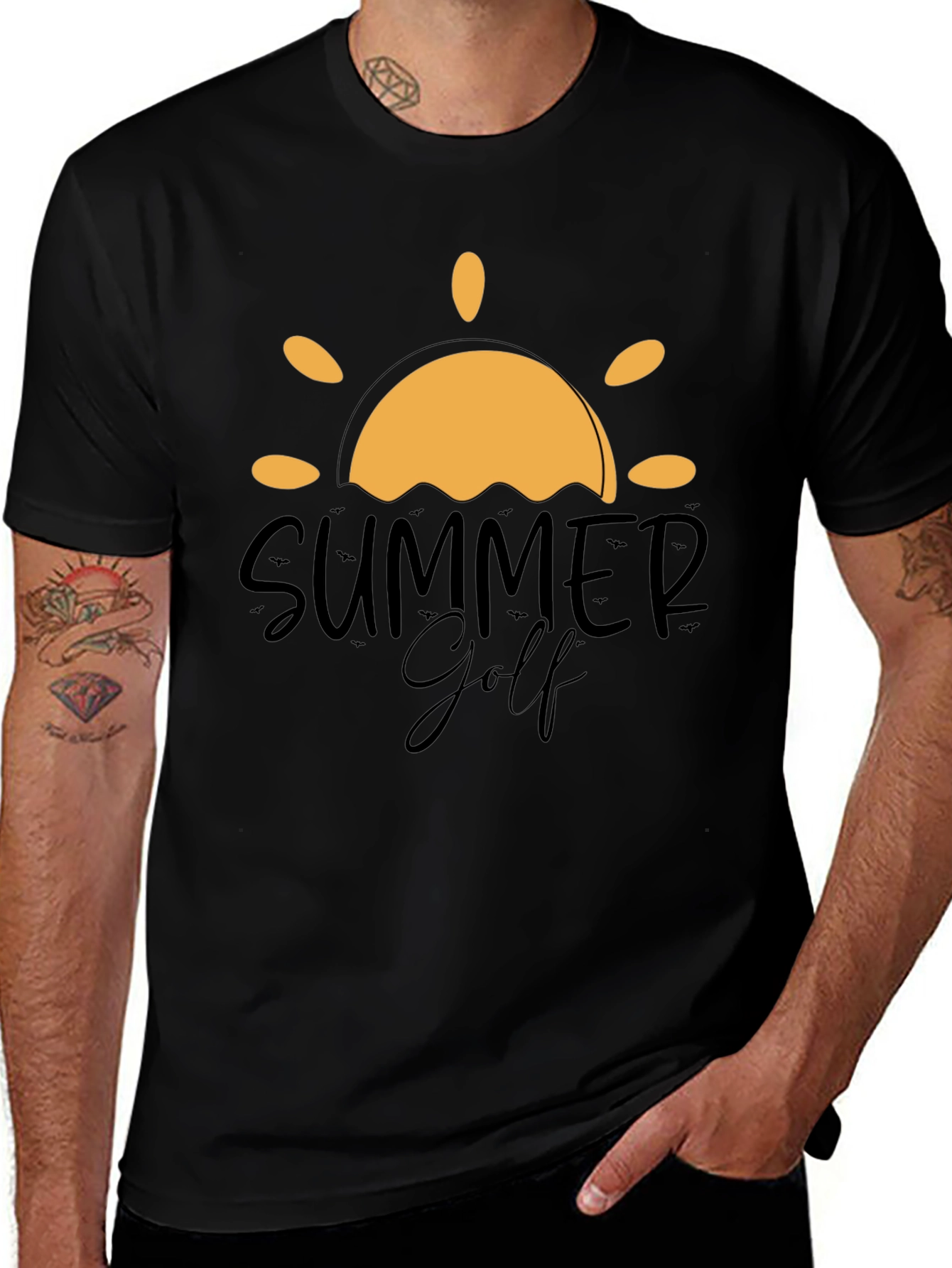 Summer Golf Graphic Tee - Black Cotton Blend