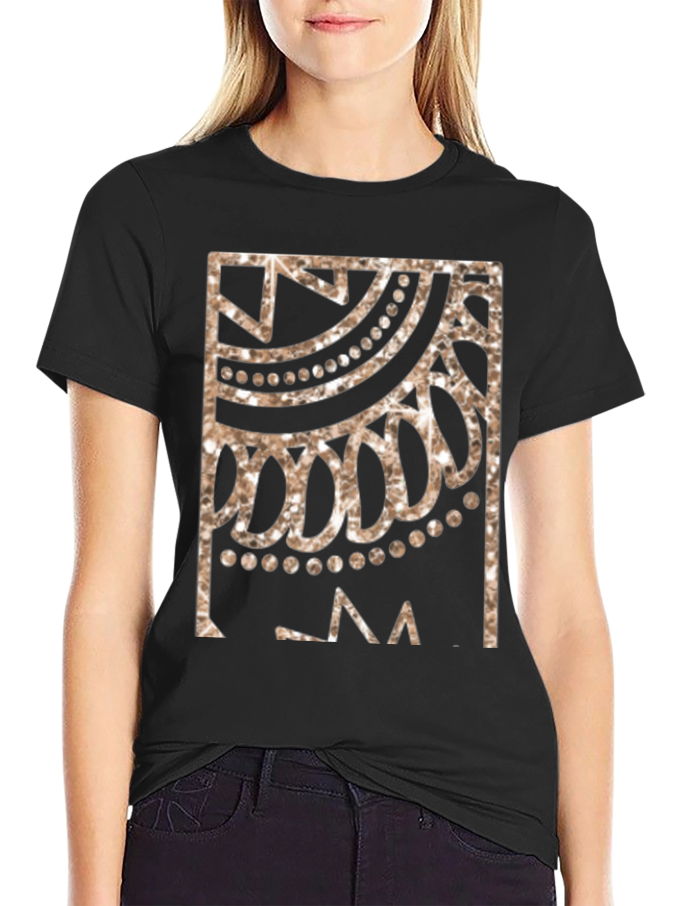 Geometric Design Black T-Shirt