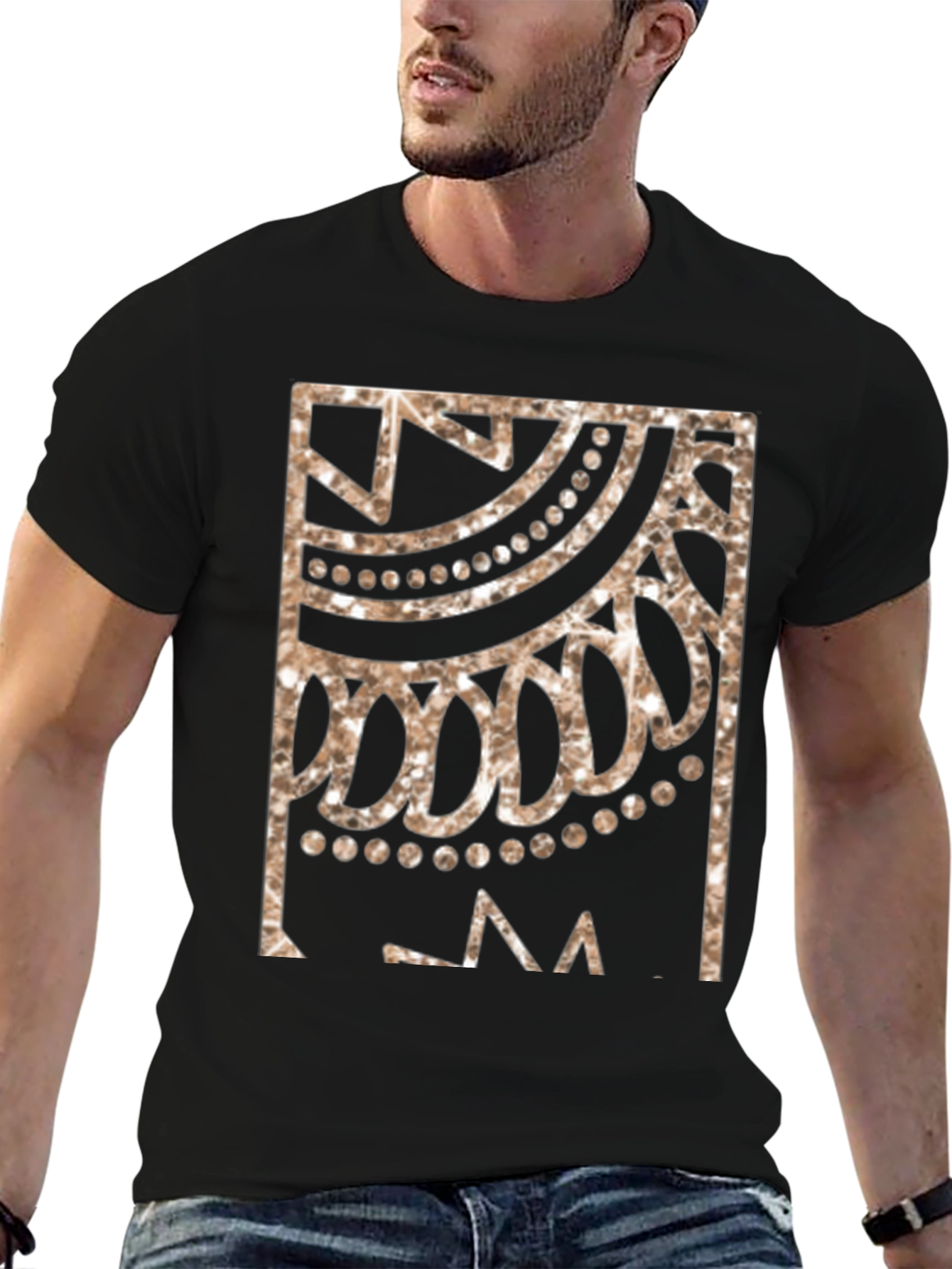 Geometric Design Black T-Shirt