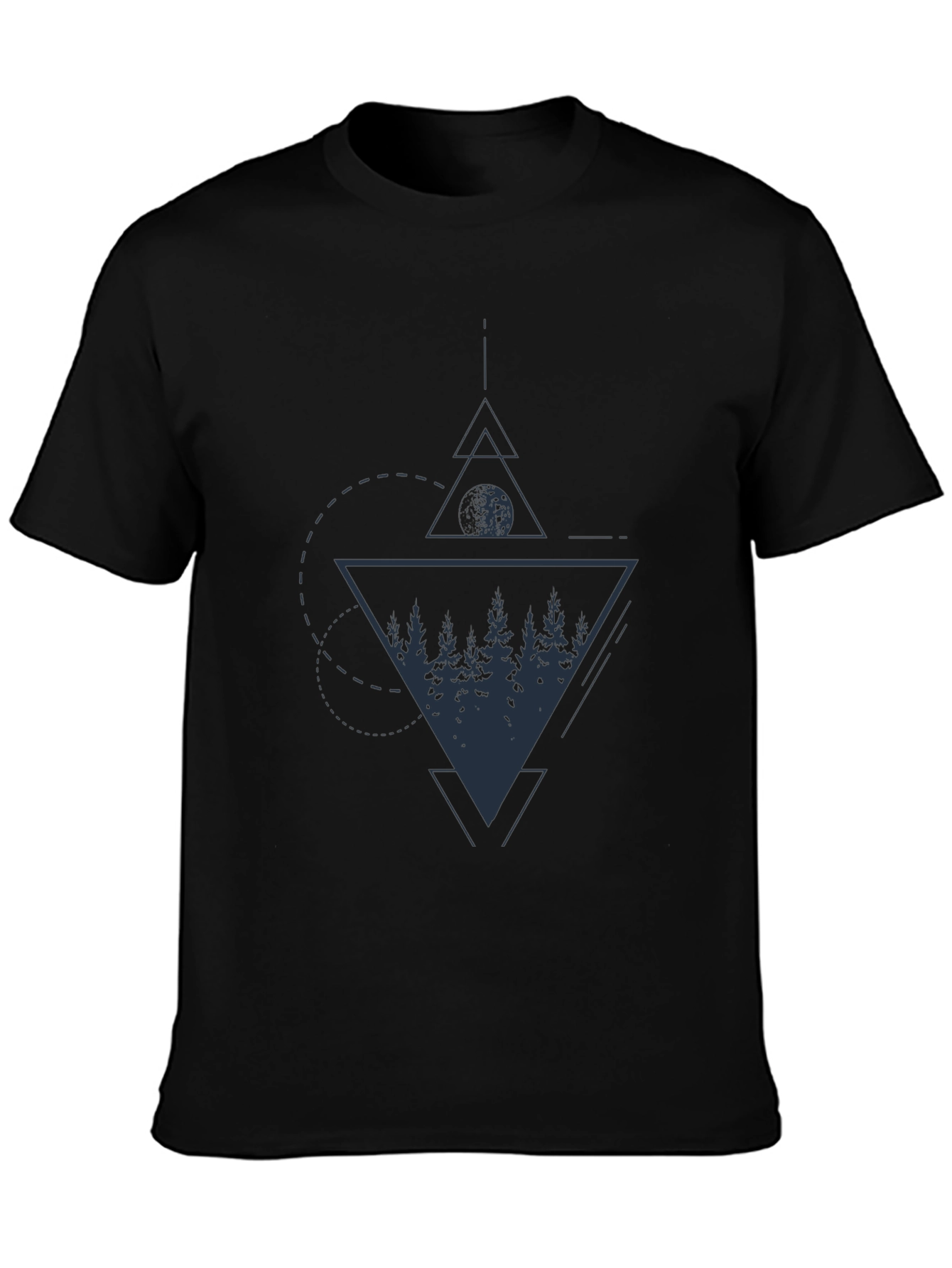 Geometric Forest Graphic Tee - Black