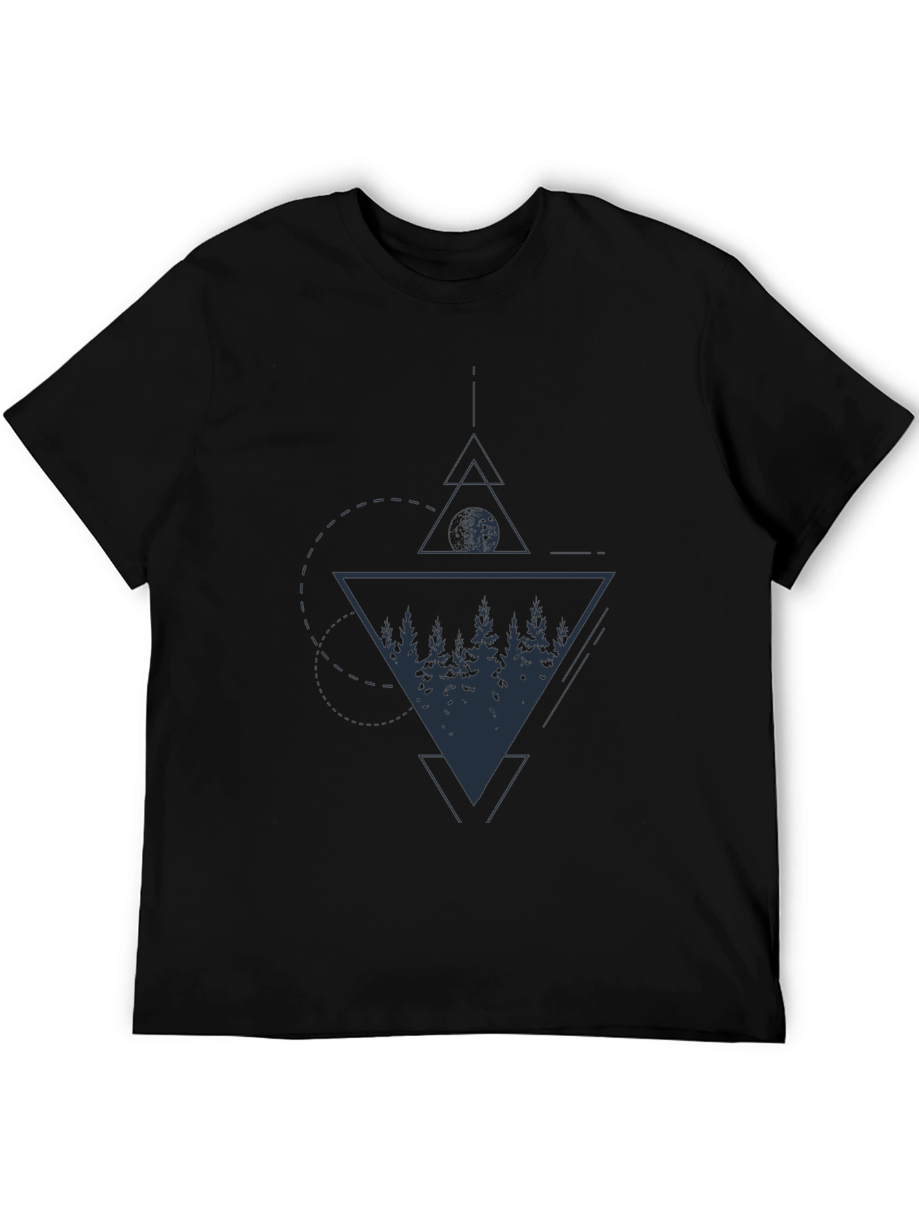 Geometric Forest Graphic Tee - Black
