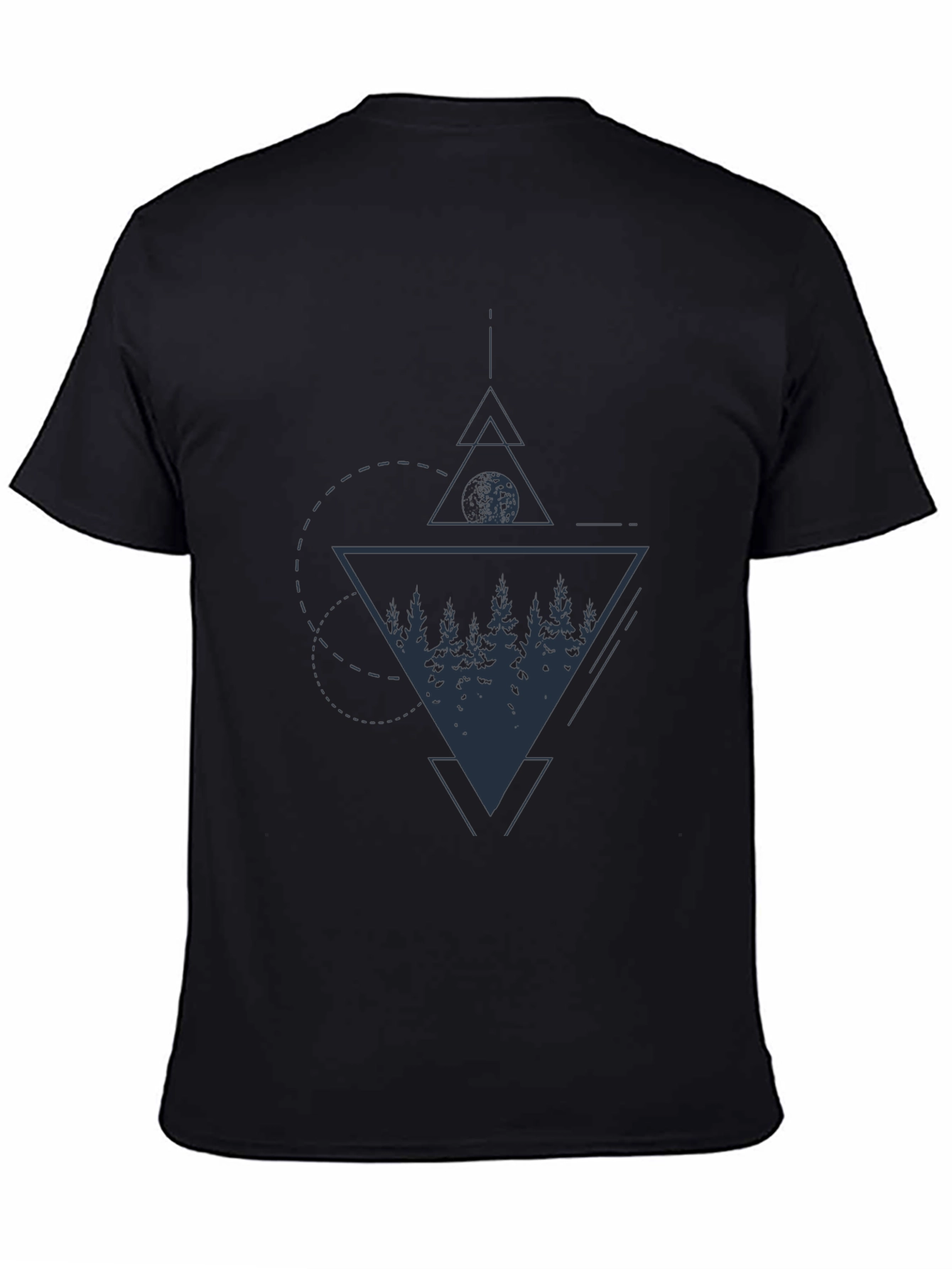 Geometric Forest Graphic Tee - Black