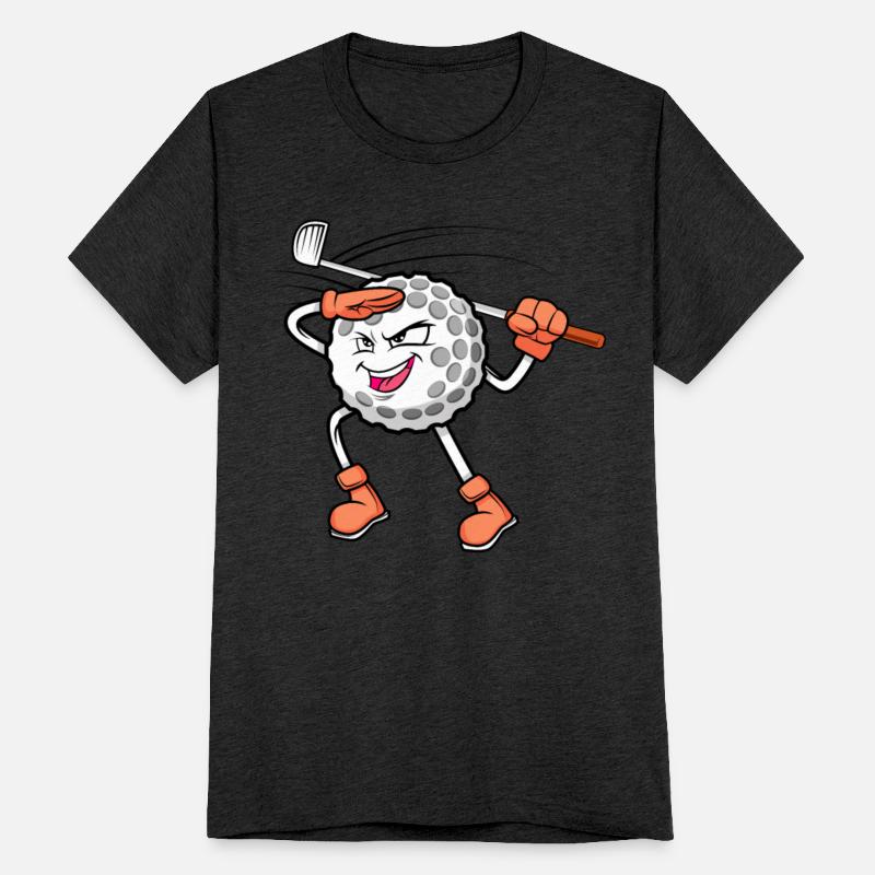 Funny Golf Ball Player Golfing Practice Swing