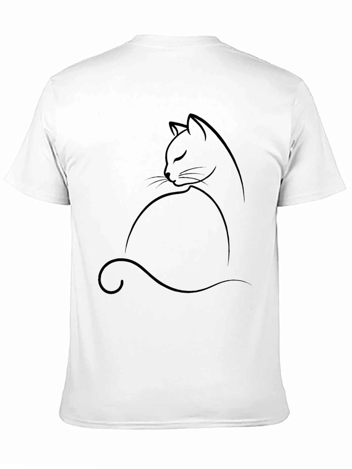 Minimalist Cat Outline Black T-Shirt