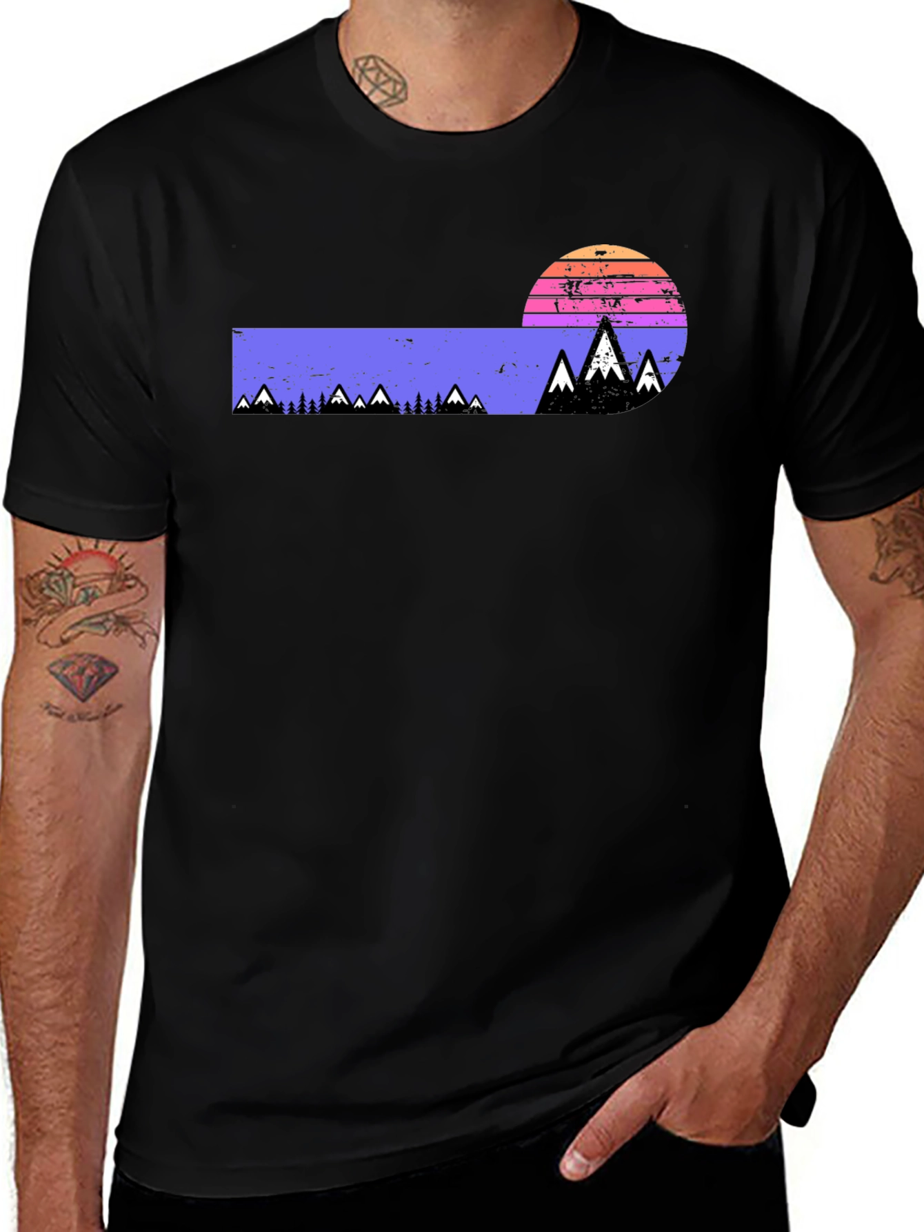 Retro Mountain Sunset Graphic Tee