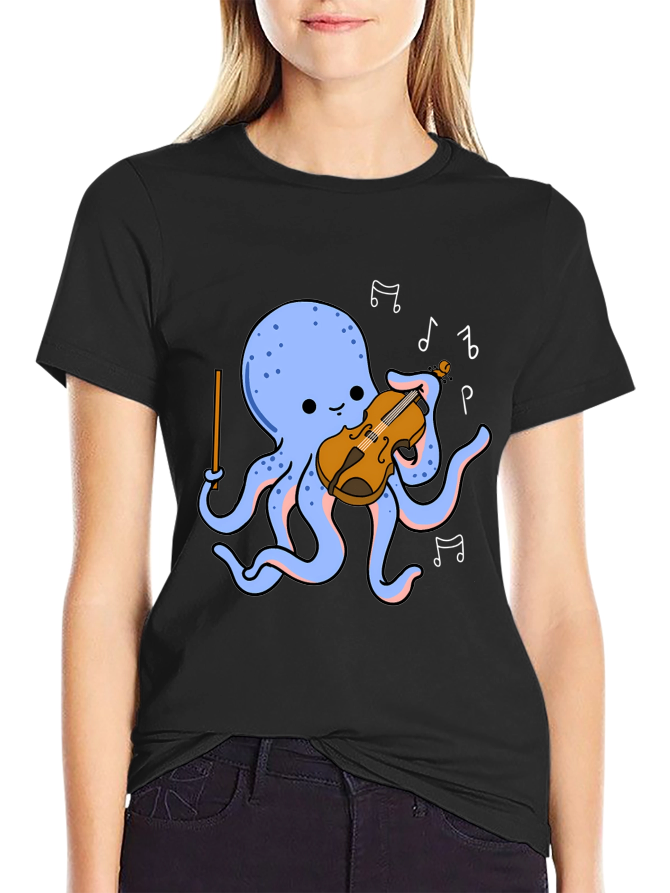 Octopus Violinist Graphic Tee - Musical Ocean Fun
