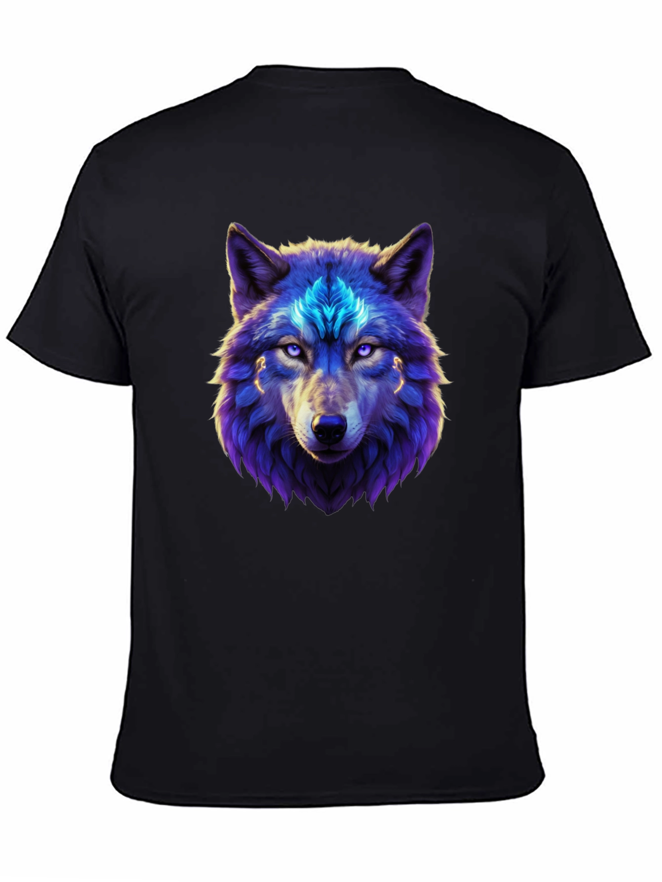 Mystic Wolf Graphic Tee - Black Cotton Blend T-Shirt