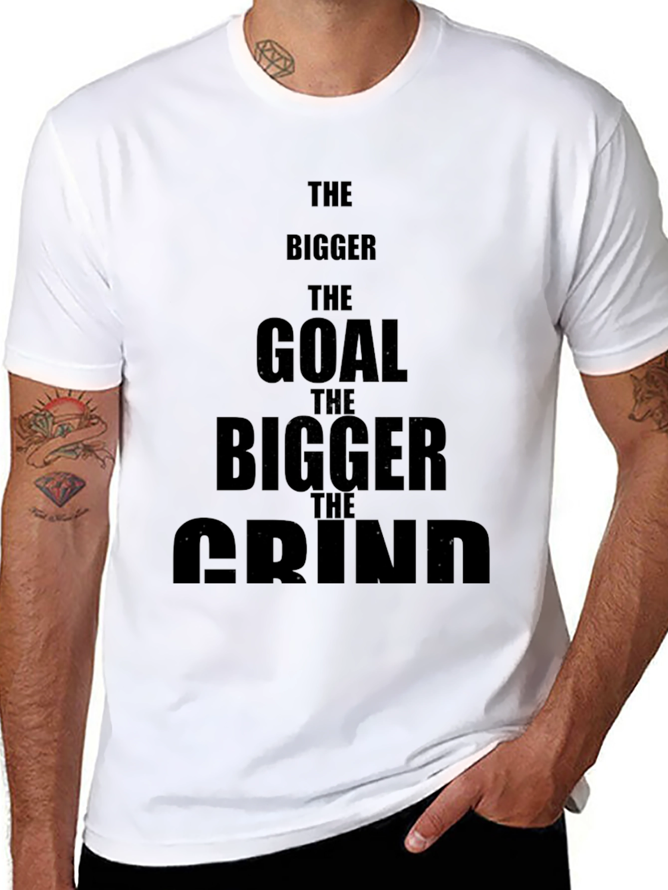 Motivational Black T-Shirt - The Bigger the Goal
