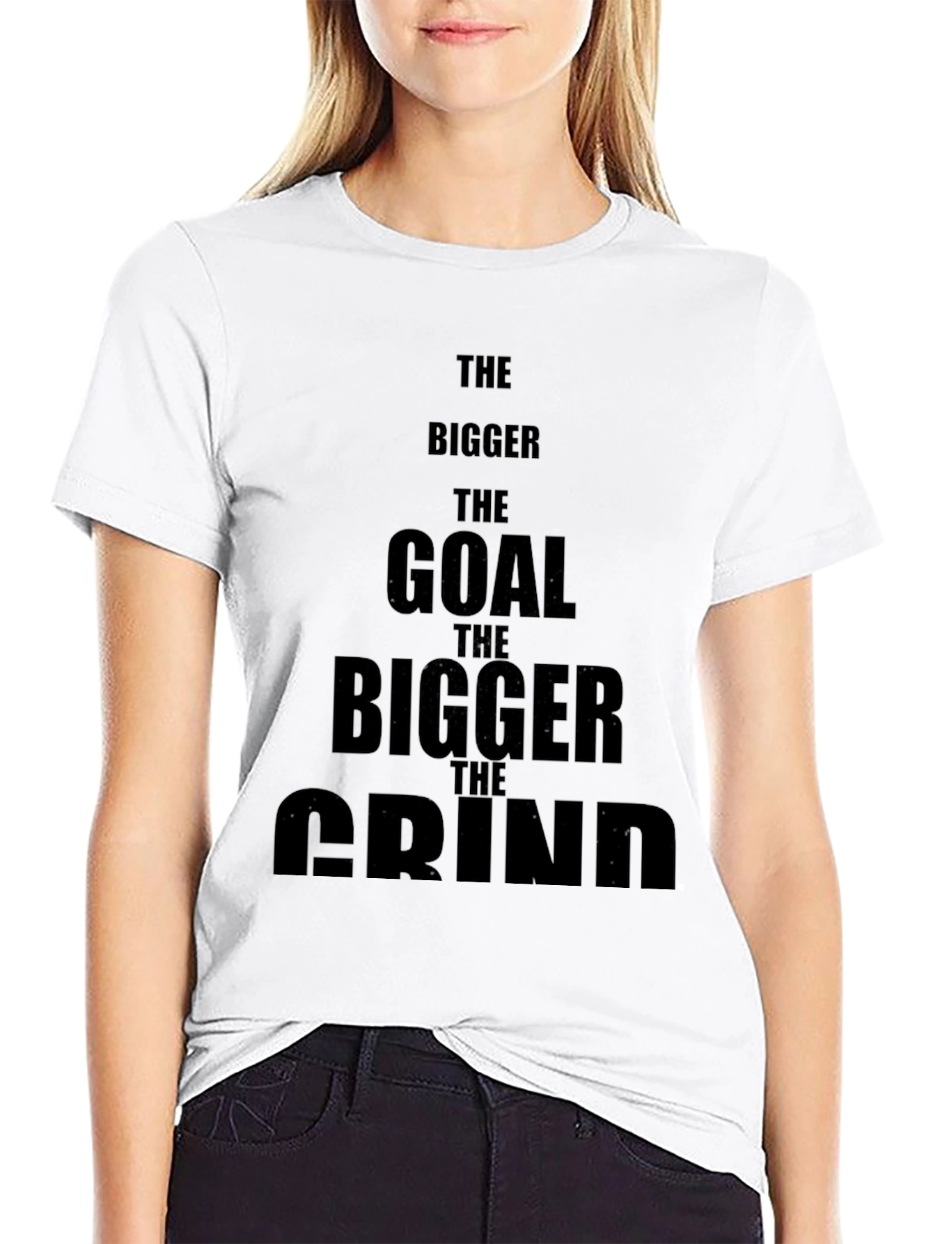 Motivational Black T-Shirt - The Bigger the Goal