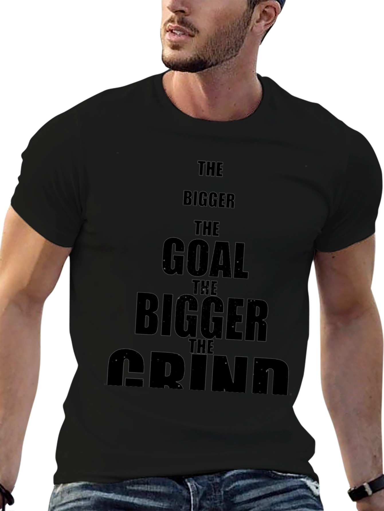 Motivational Black T-Shirt - The Bigger the Goal