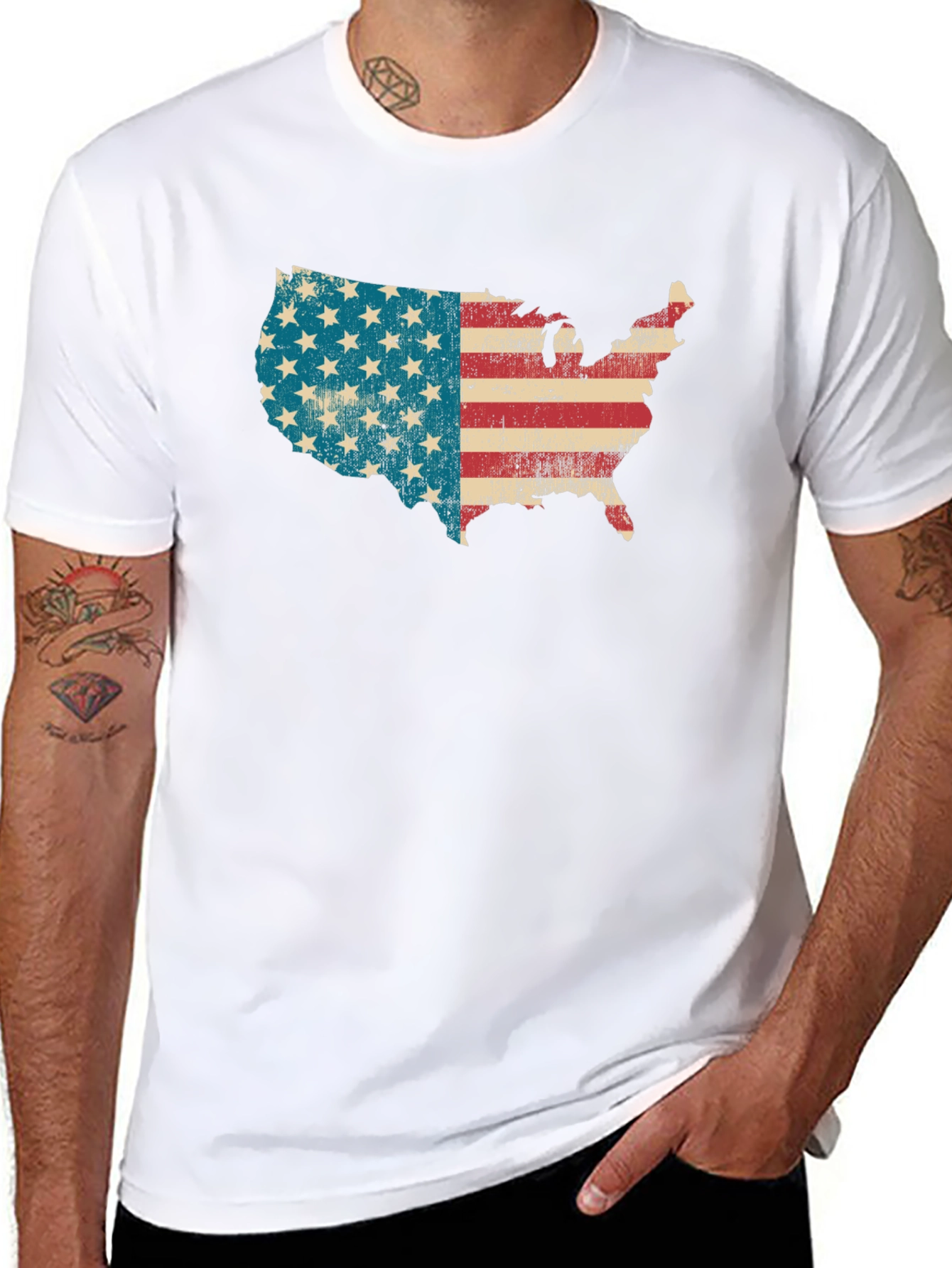 USA Map Flag Graphic T-Shirt - Patriotic Style