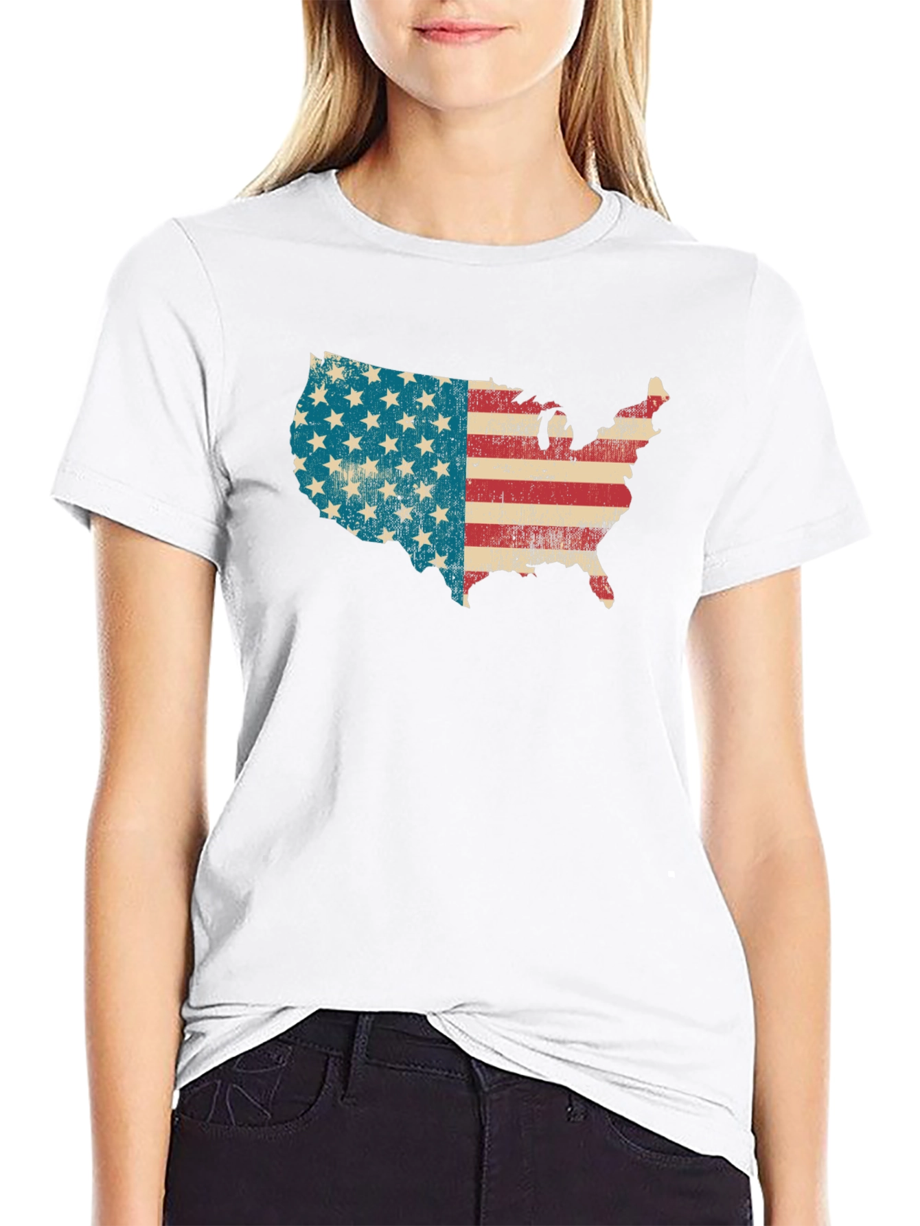 USA Map Flag Graphic T-Shirt - Patriotic Style