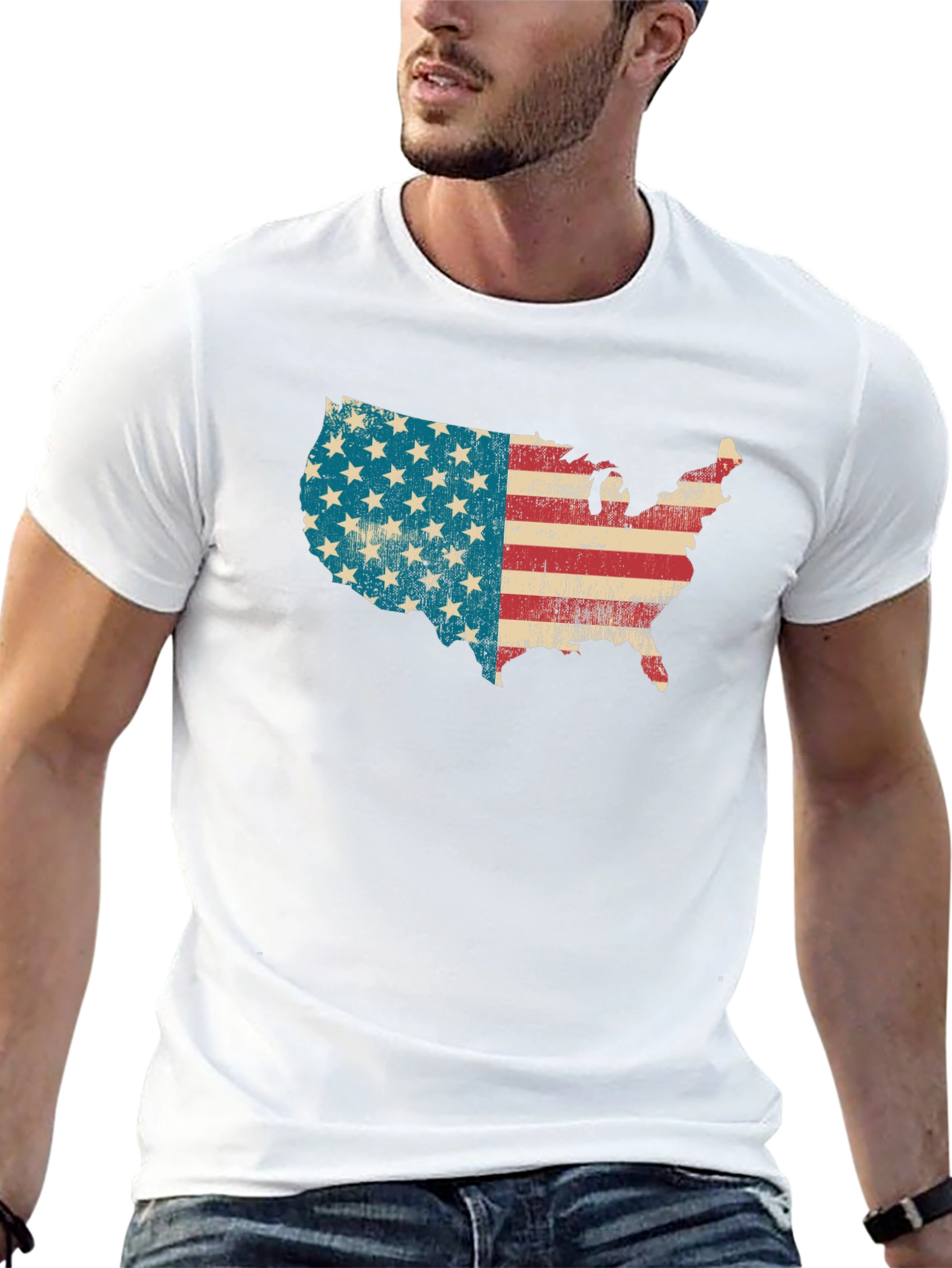 USA Map Flag Graphic T-Shirt - Patriotic Style