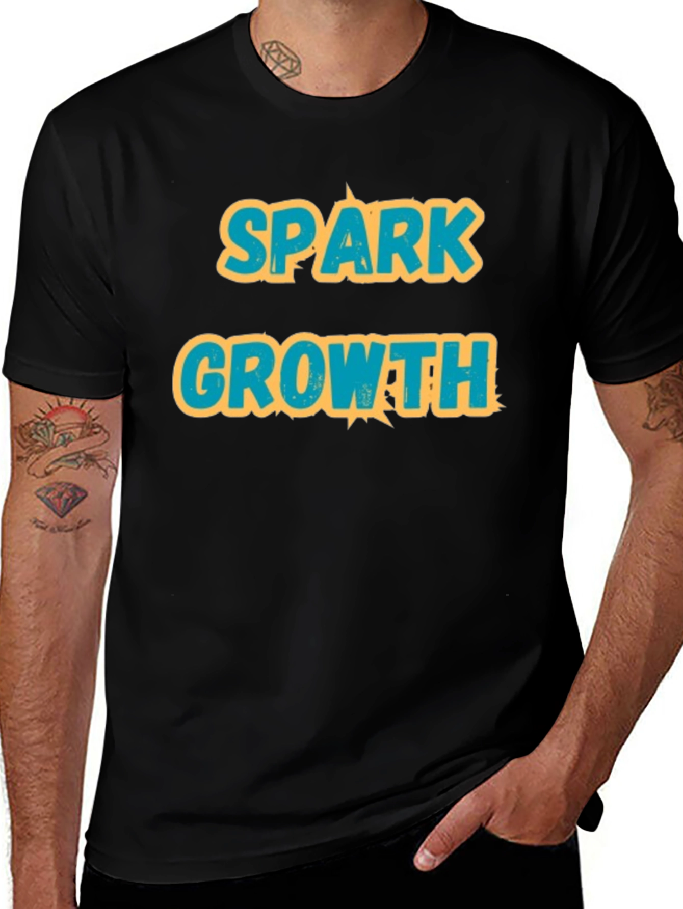 Spark Growth Black Graphic T-Shirt