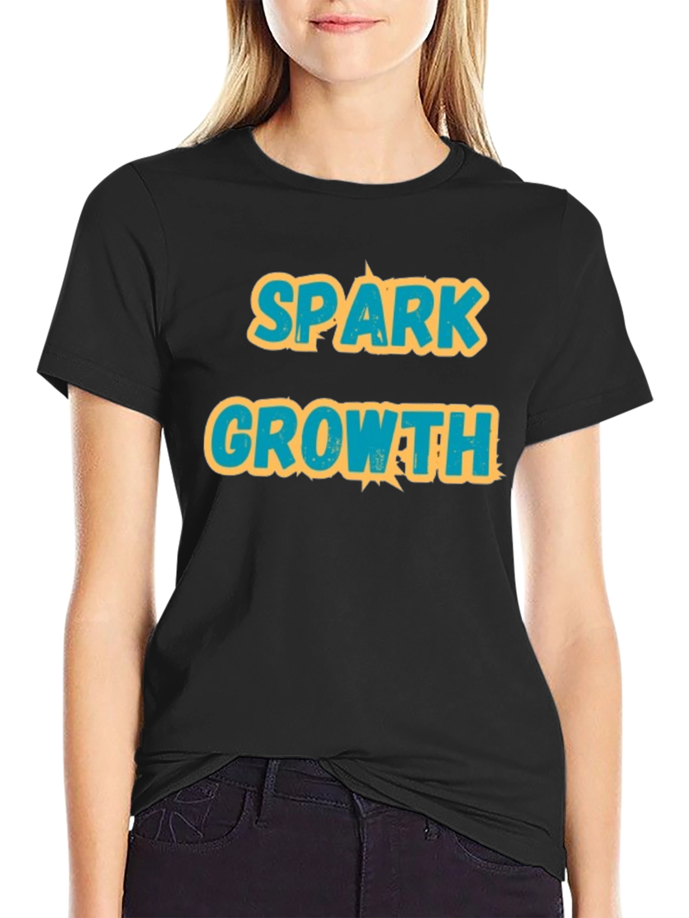 Spark Growth Black Graphic T-Shirt