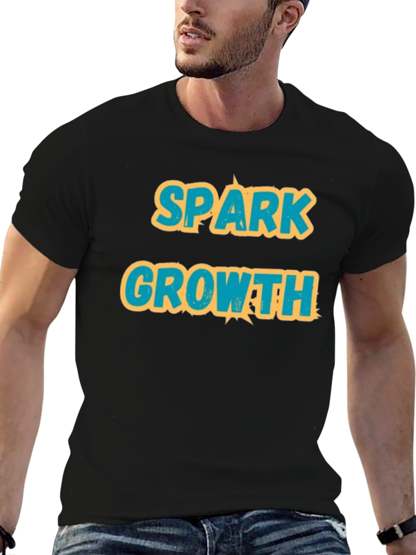 Spark Growth Black Graphic T-Shirt
