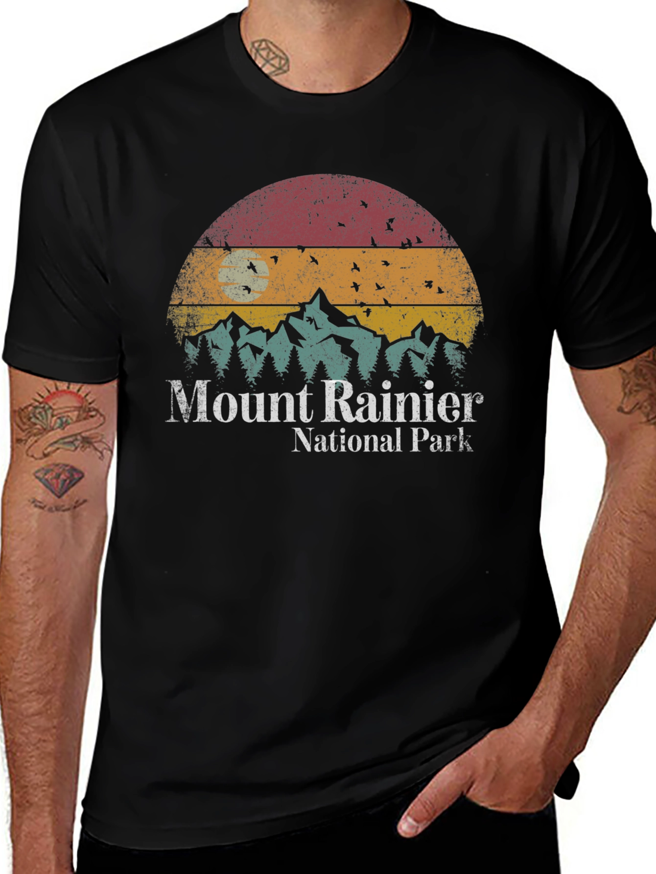 Mount Rainier National Park Retro T-Shirt
