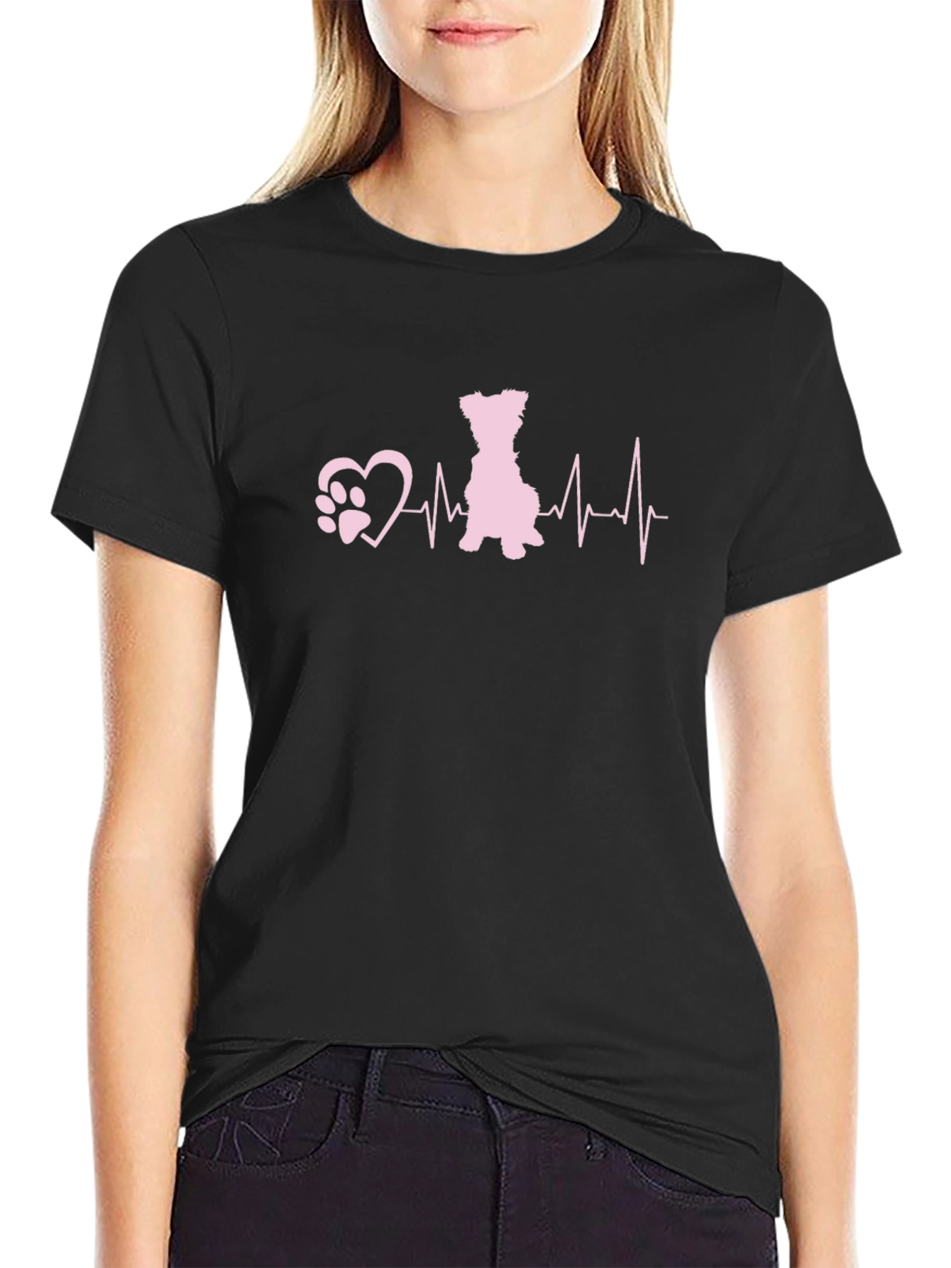 Dog Paw Heartbeat T-Shirt - Cute Pet Lover Tee