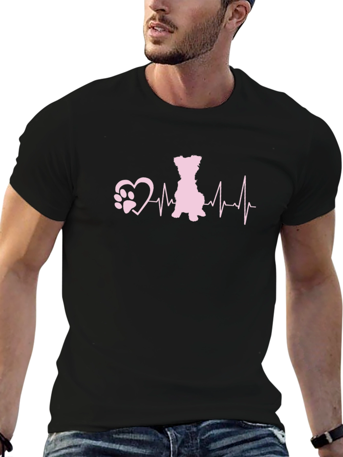 Dog Paw Heartbeat T-Shirt - Cute Pet Lover Tee