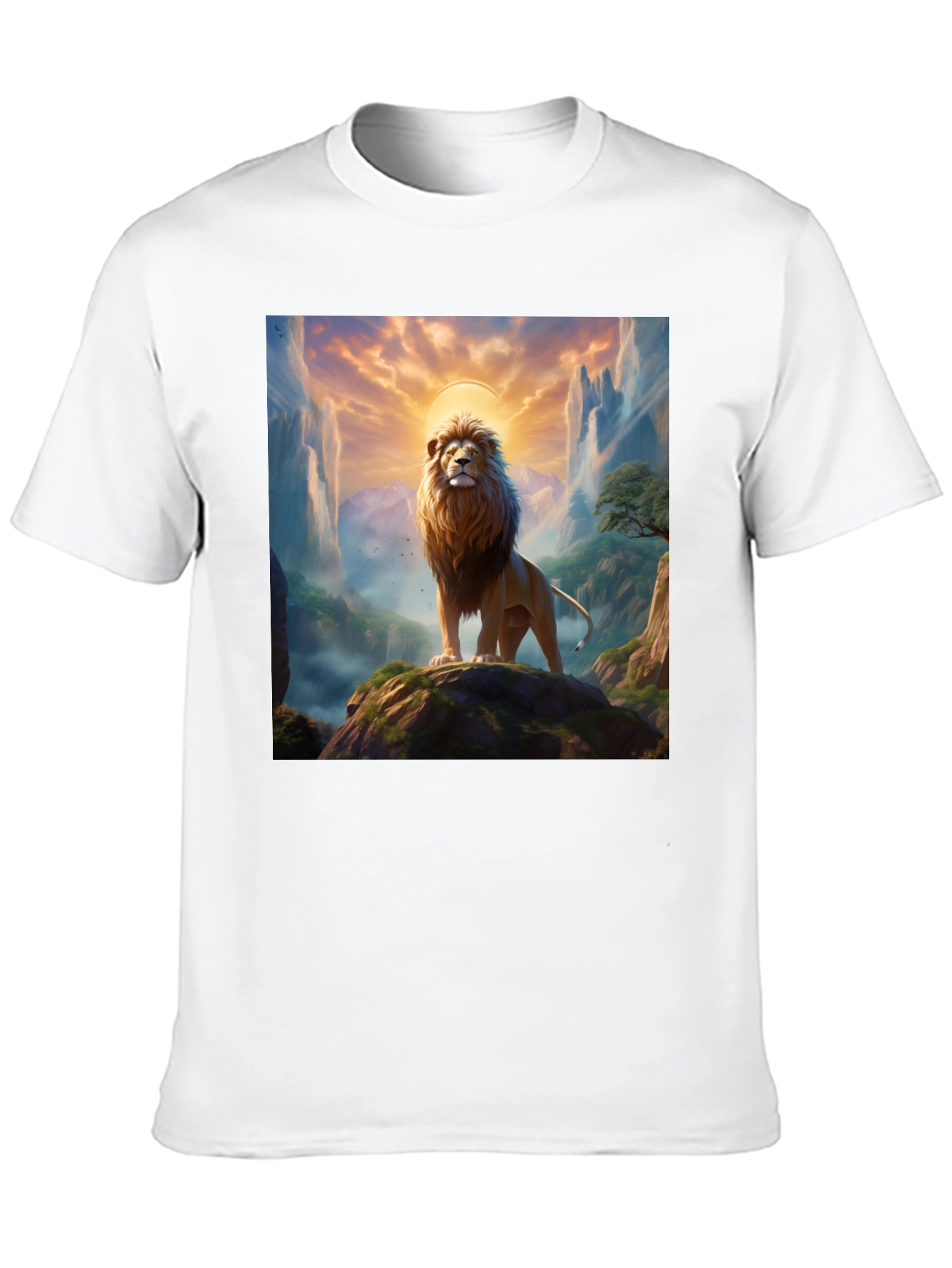 Lion King Graphic Tee - Majestic Mountain Design