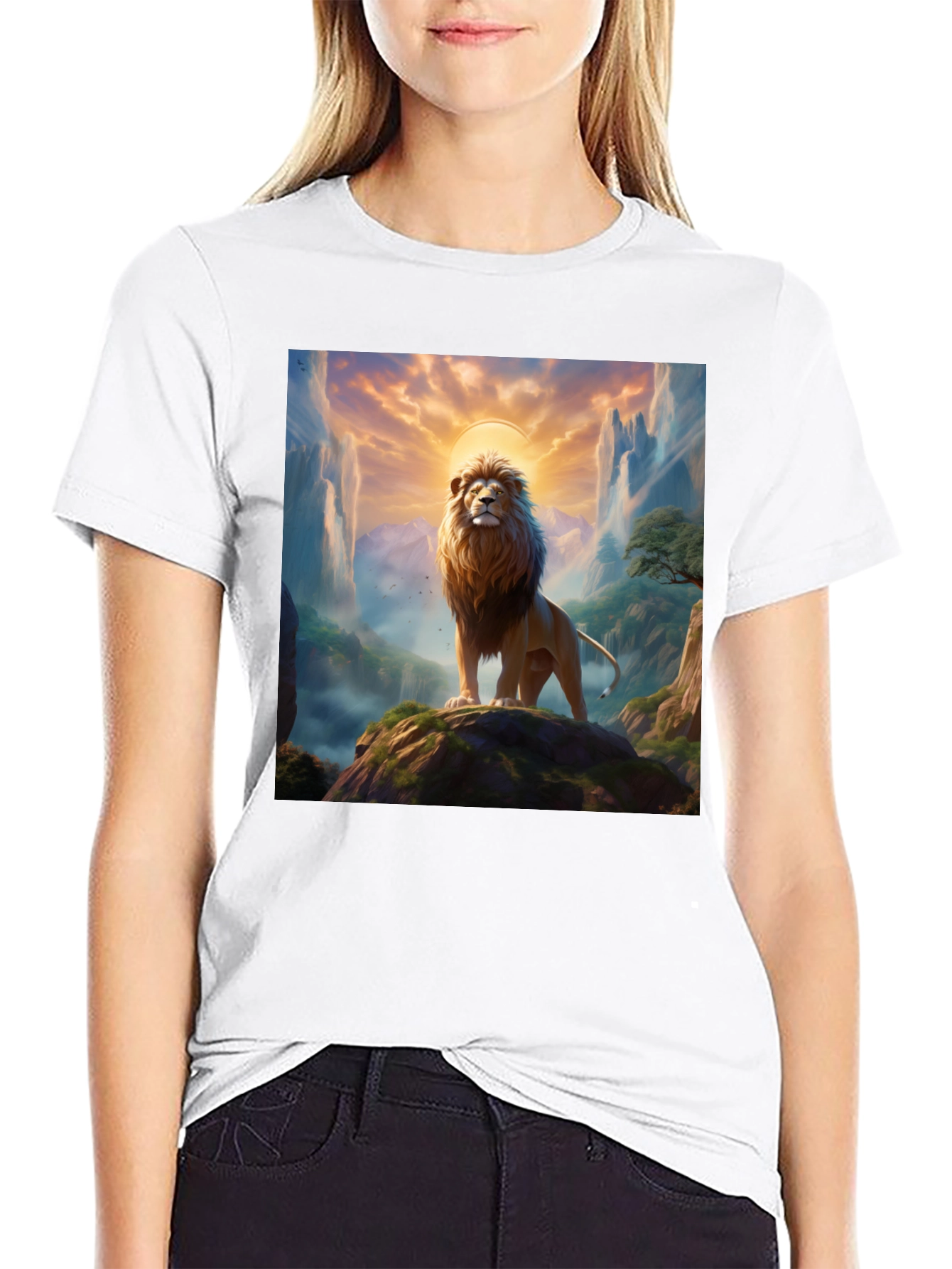 Lion King Graphic Tee - Majestic Mountain Design