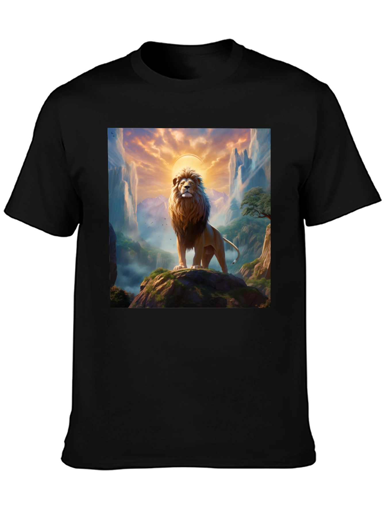 Lion King Graphic Tee - Majestic Mountain Design