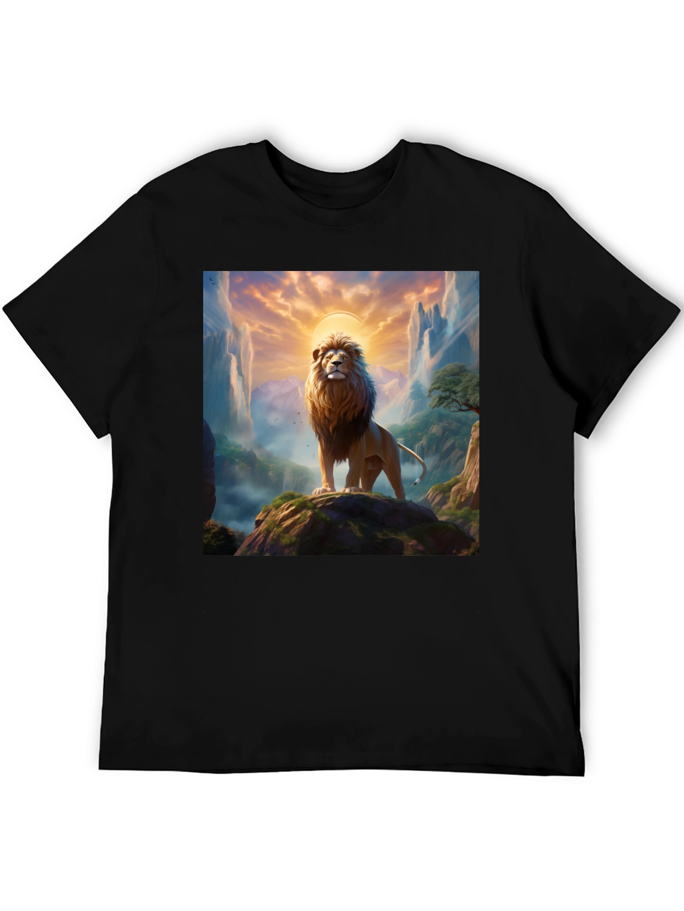 Lion King Graphic Tee - Majestic Mountain Design
