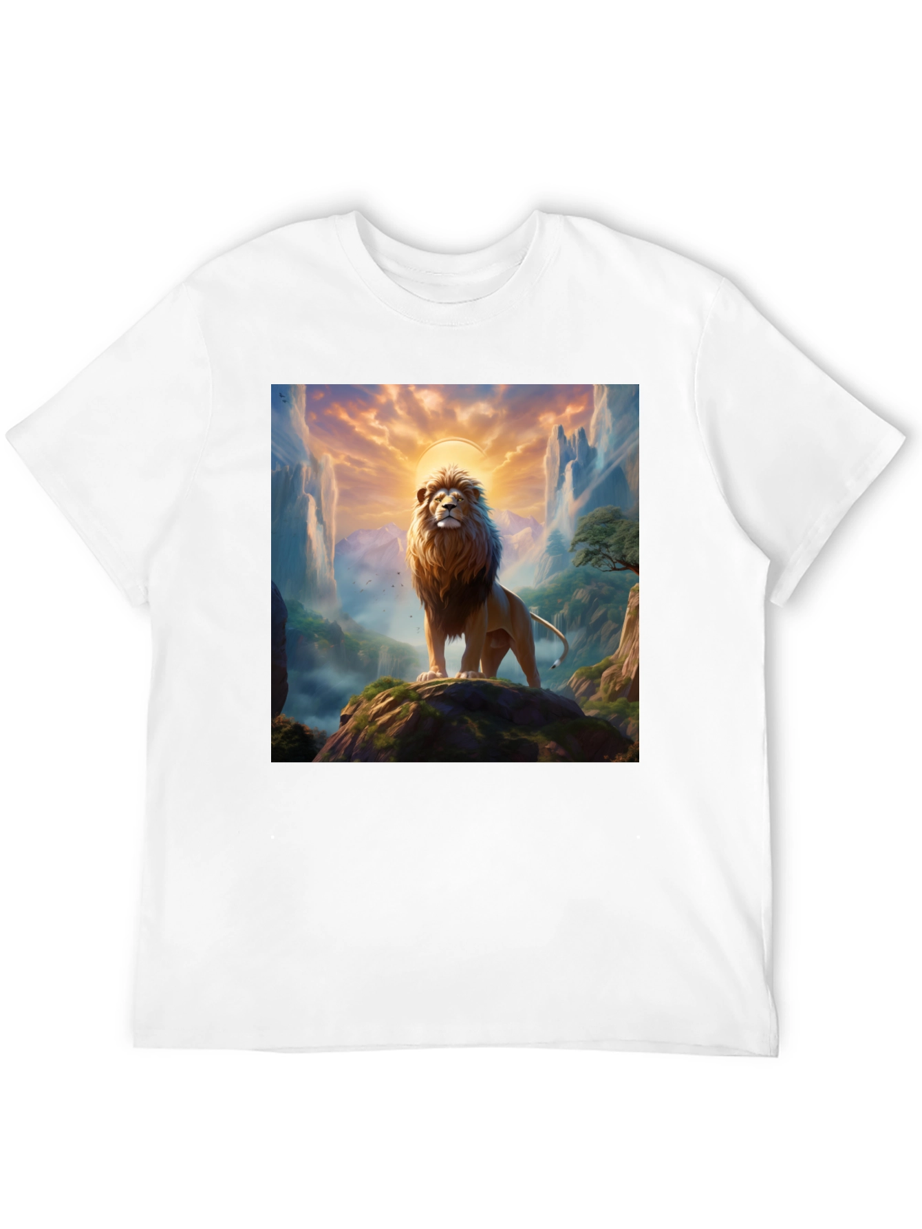 Lion King Graphic Tee - Majestic Mountain Design